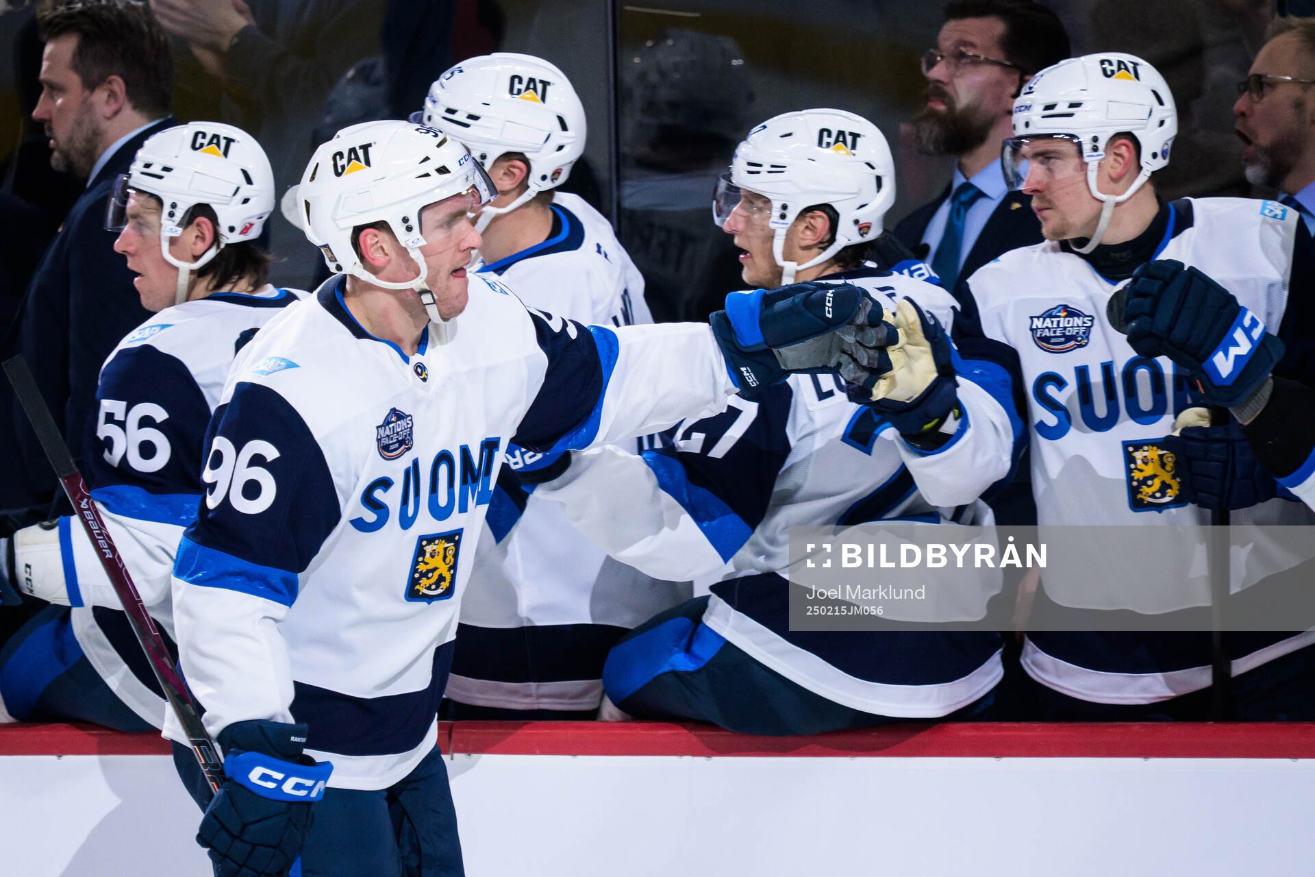 Mikko Rantanen of Finland celebrates with teammates