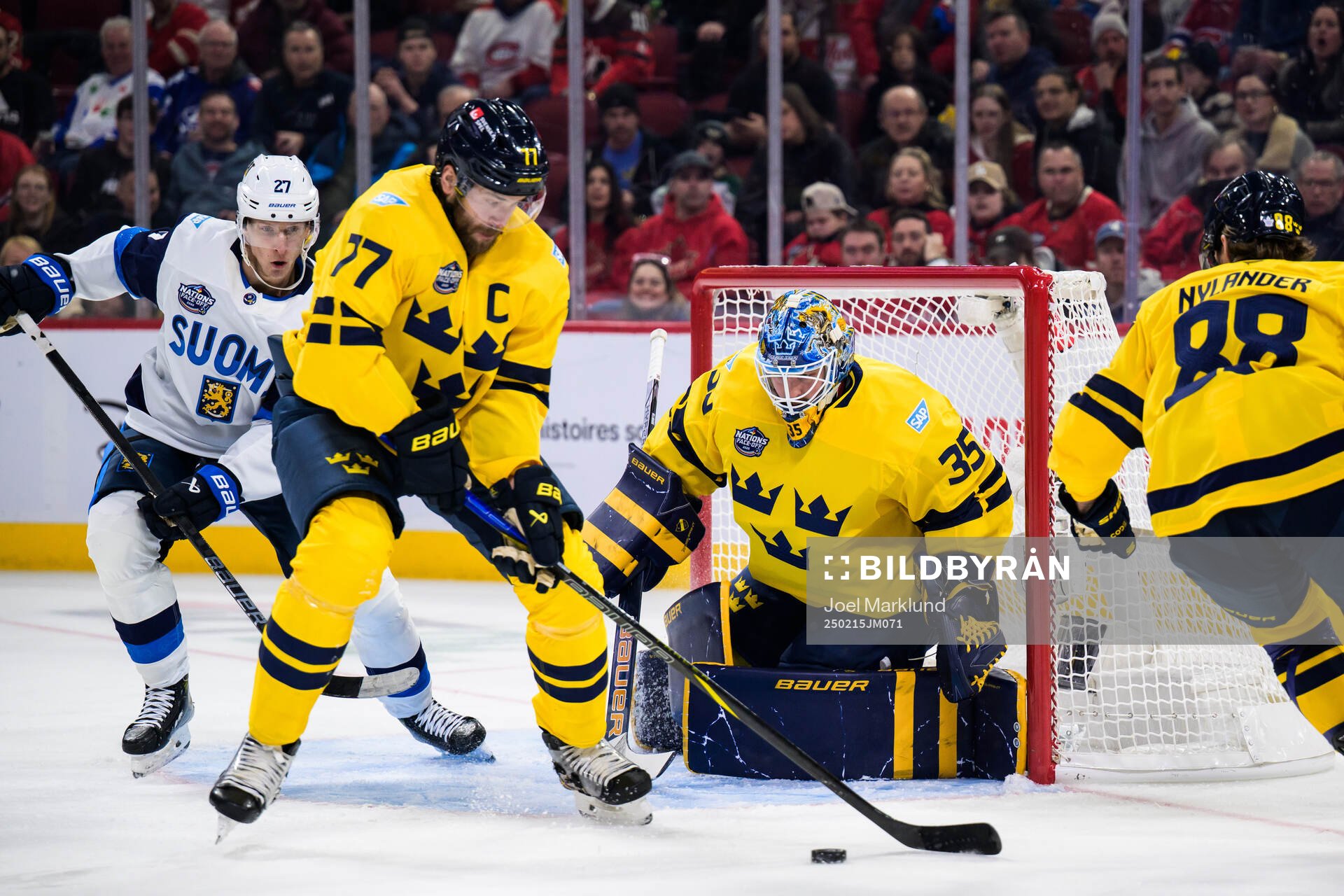 Eetu Luostarinen of Finland challenges Victor Hedman and