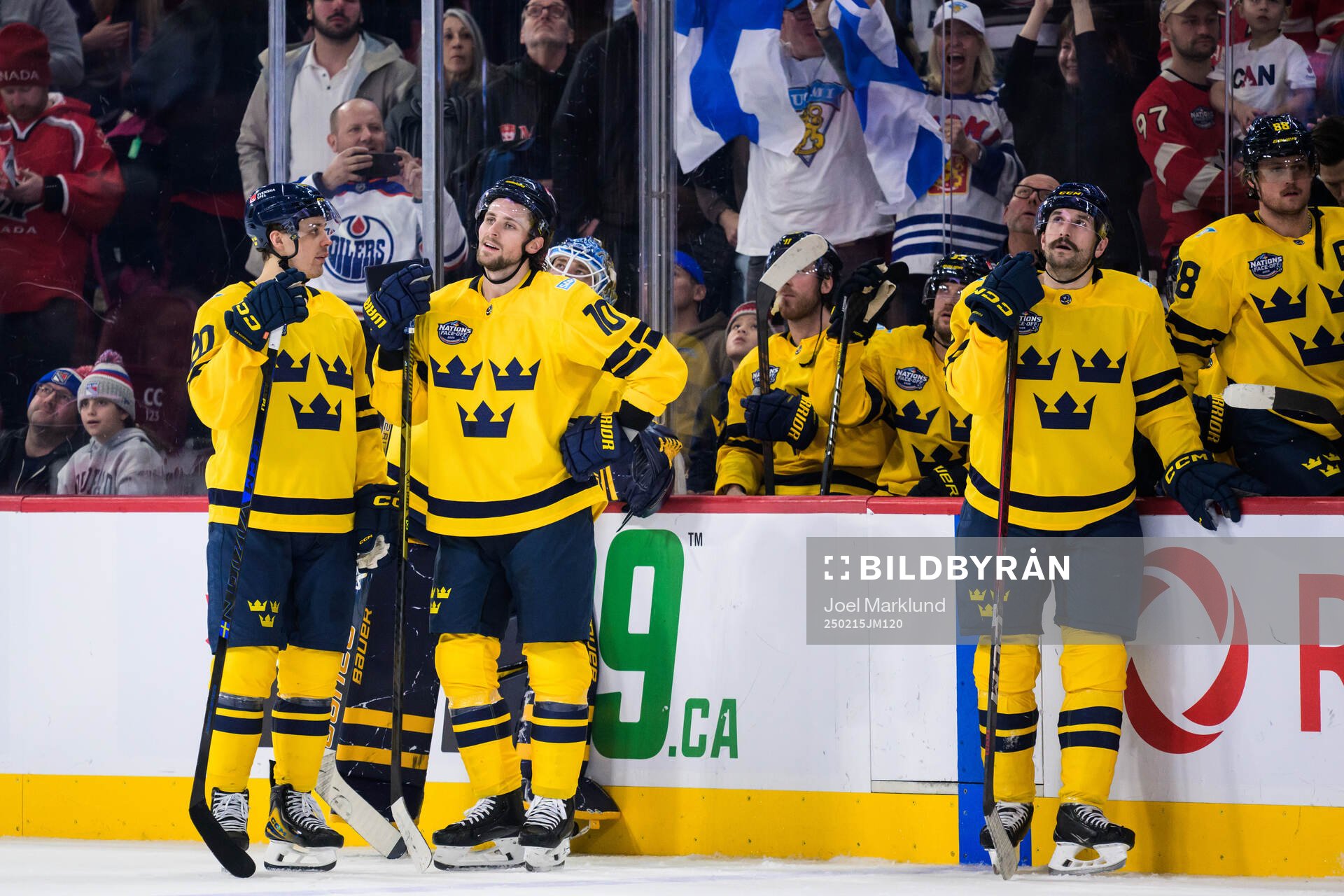 Joel Eriksson Ek, Adrian Kempe and Filip Forsberg of Sweden