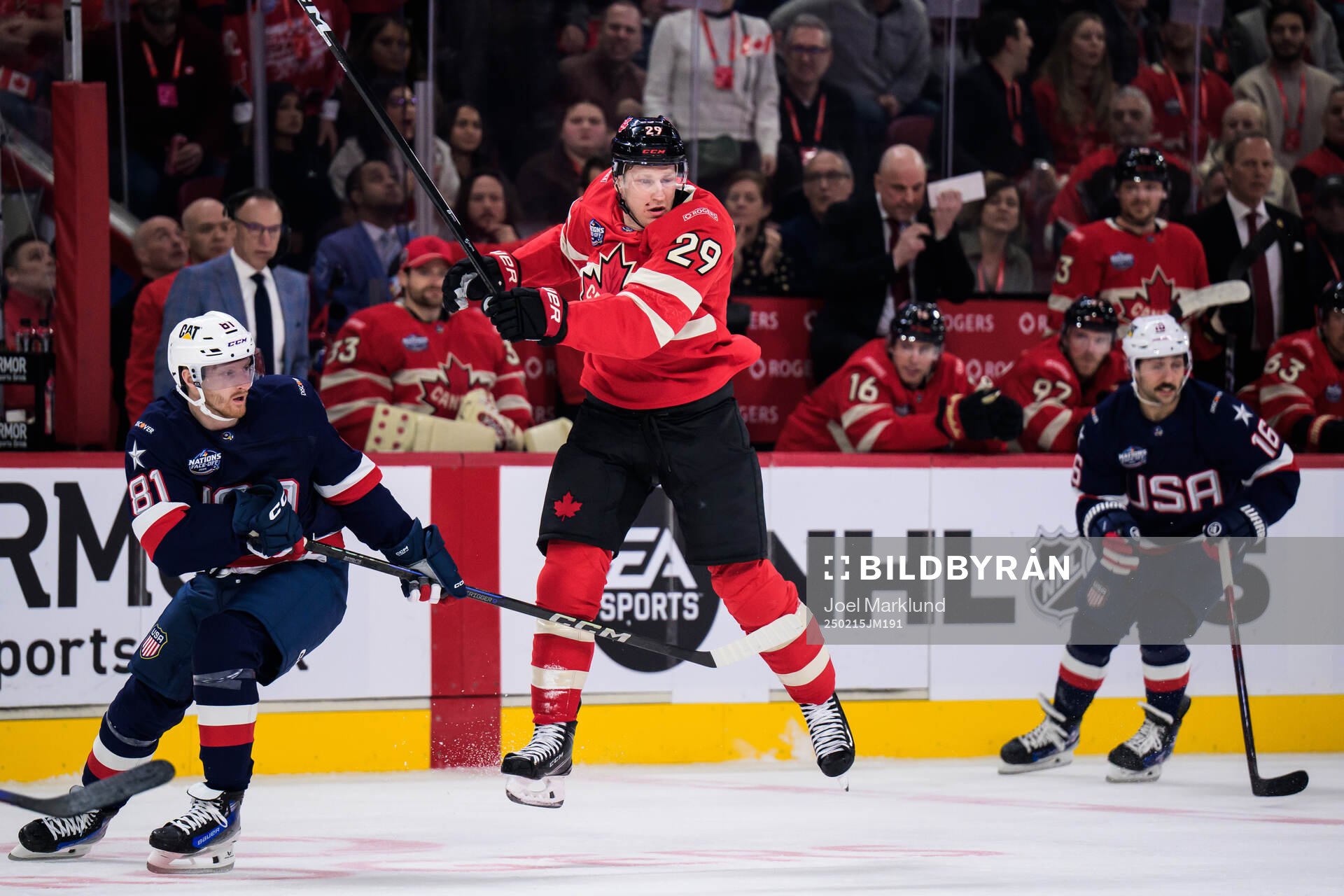 Kyle Connor of USA and Nathan MacKinnon of Canada