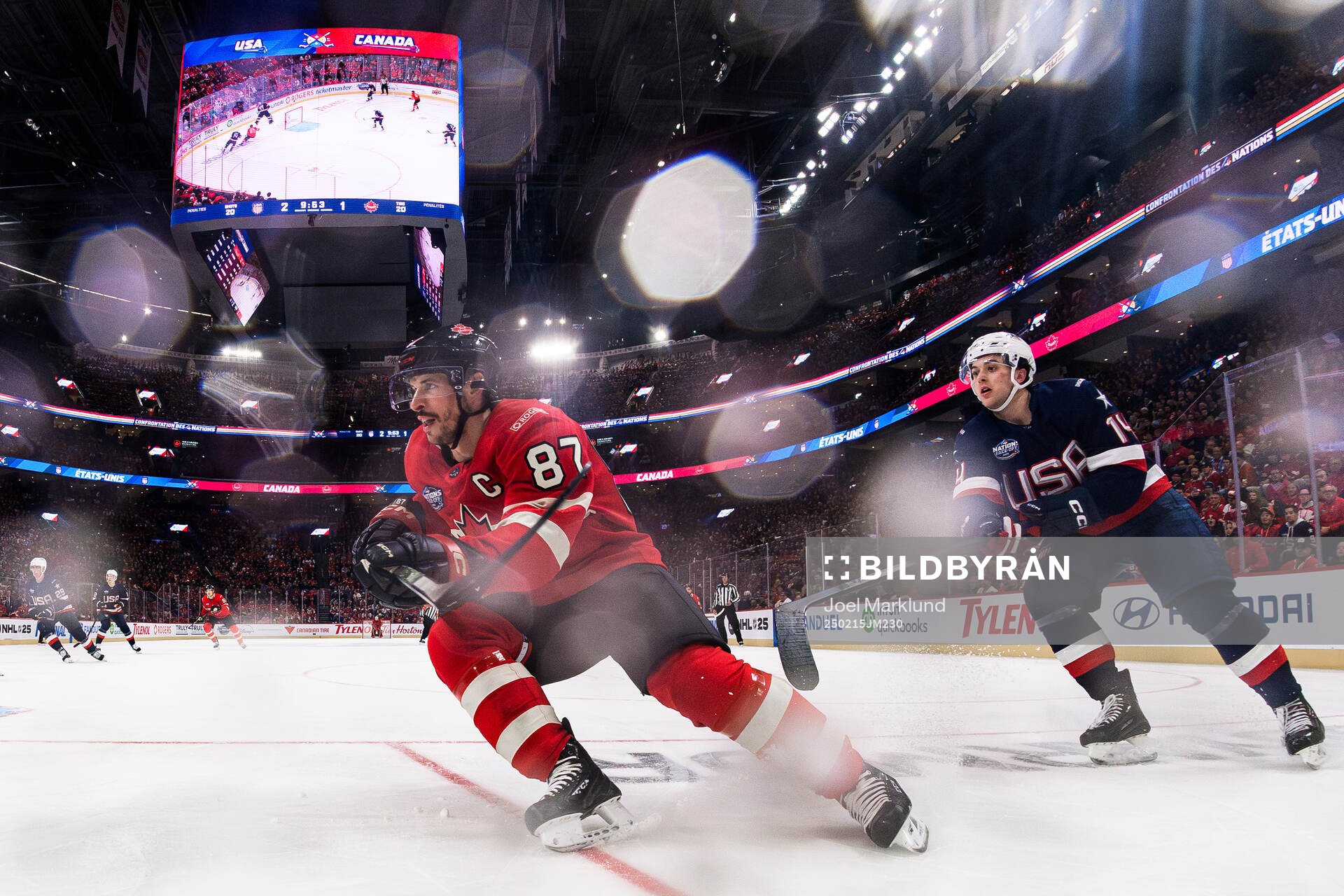 Sidney Crosby of Canada and Brock Faber of USA