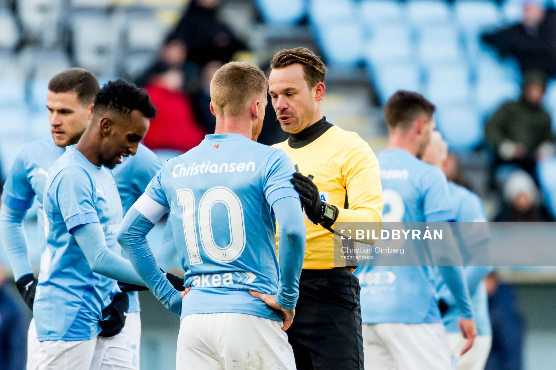 Malmö FFs Anders Christiansen och Domare Kristoffer