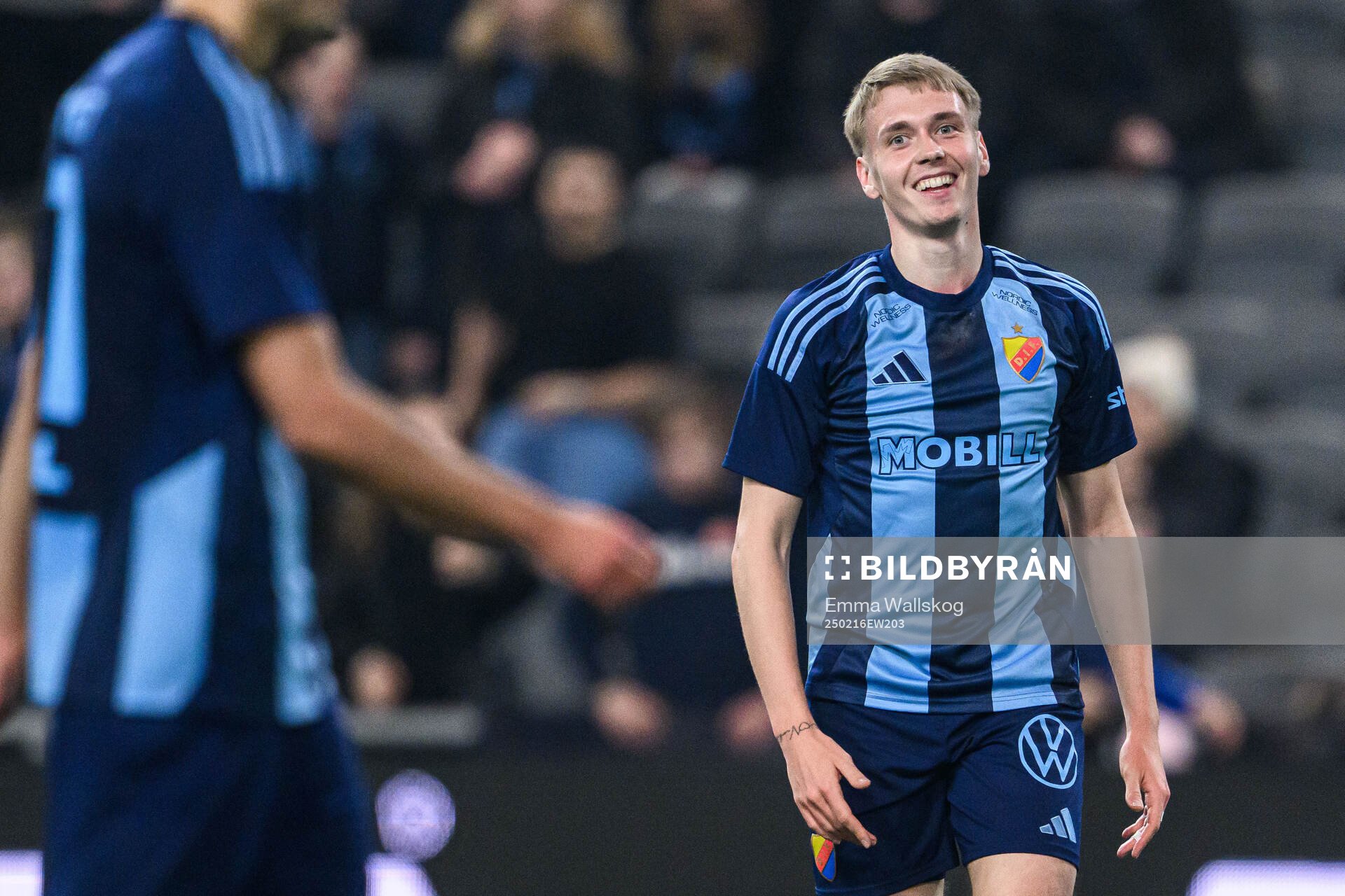 Djurgårdens Santeri Haarala under fotbollsmatchen i Svenska Cupen mellan Djurgården och Sandvikens IF den 16 februari 2025 i Stockholm. 