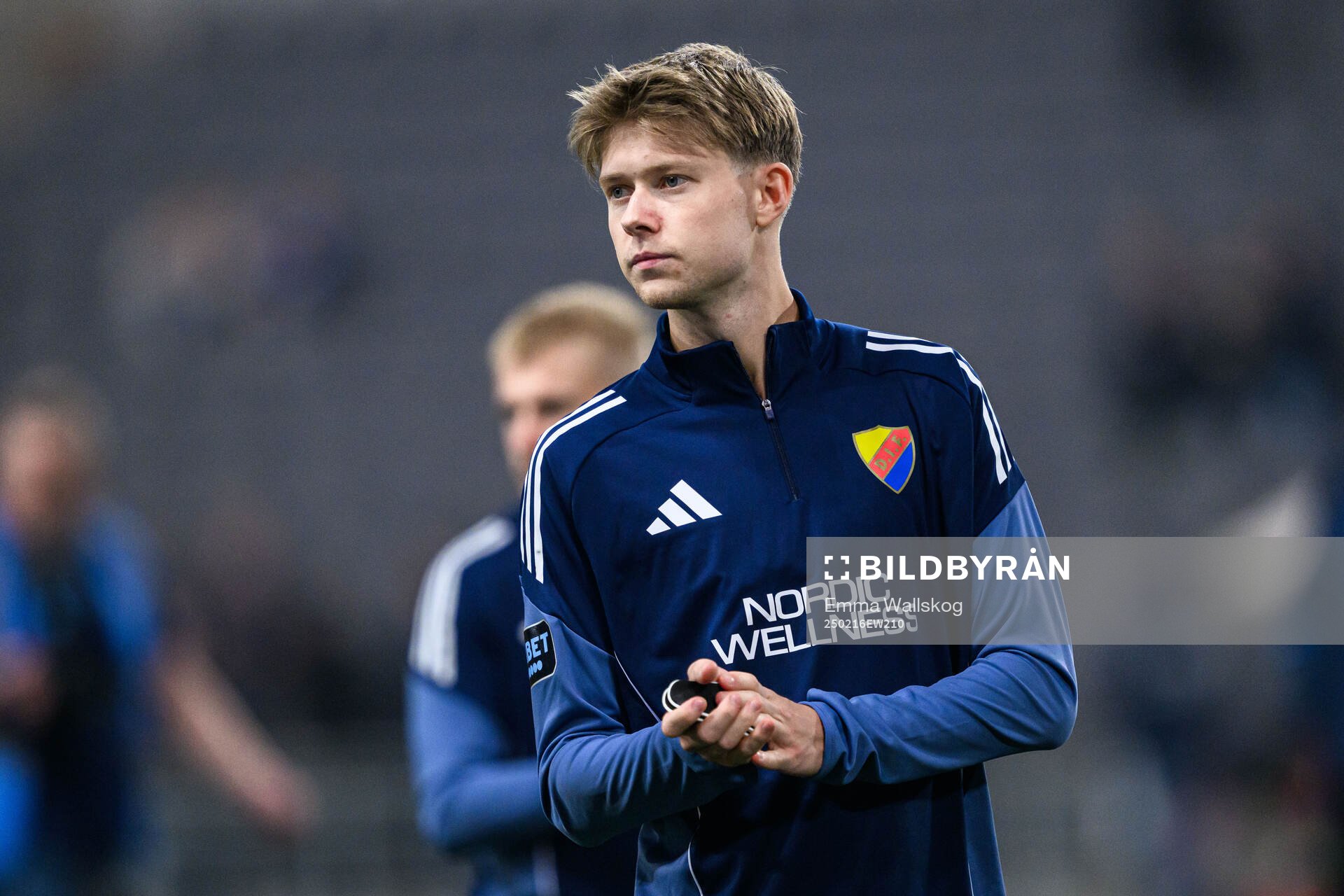 Djurgårdens Patric Åslund jublar efter fotbollsmatchen i Svenska Cupen mellan Djurgården och Sandvikens IF den 16 februari 2025 i Stockholm.