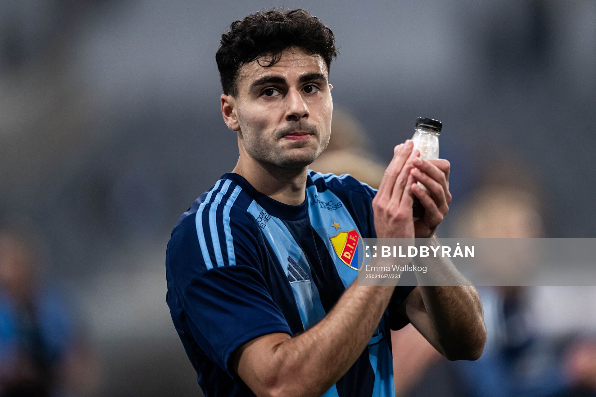  Djurgårdens Deniz Hummet  efter fotbollsmatchen i Svenska Cupen mellan Djurgården och Sandvikens IF den 16 februari 2025 i Stockholm. 
