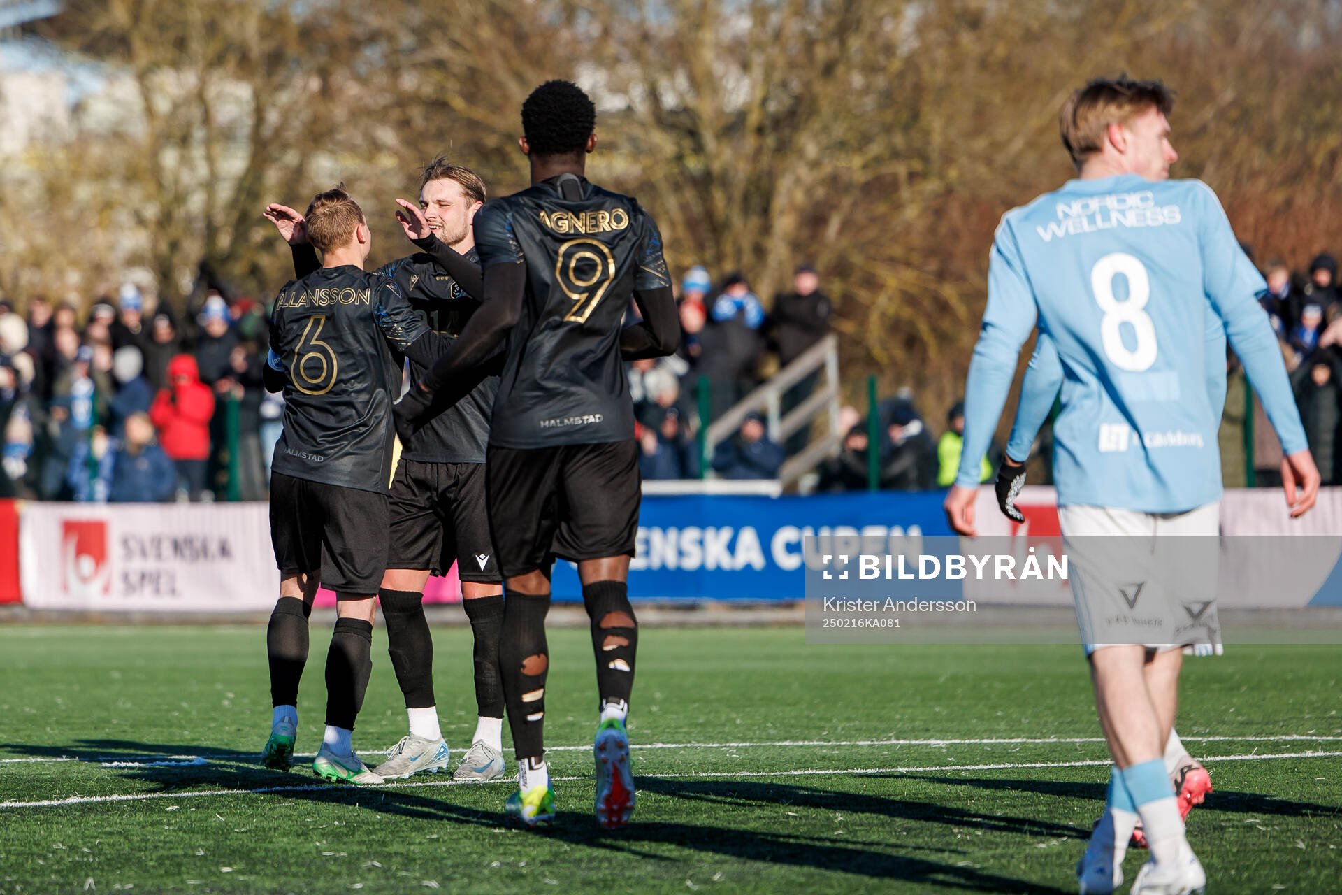 Halmstads Pawel Chrupalla jublar med Joel Allansson