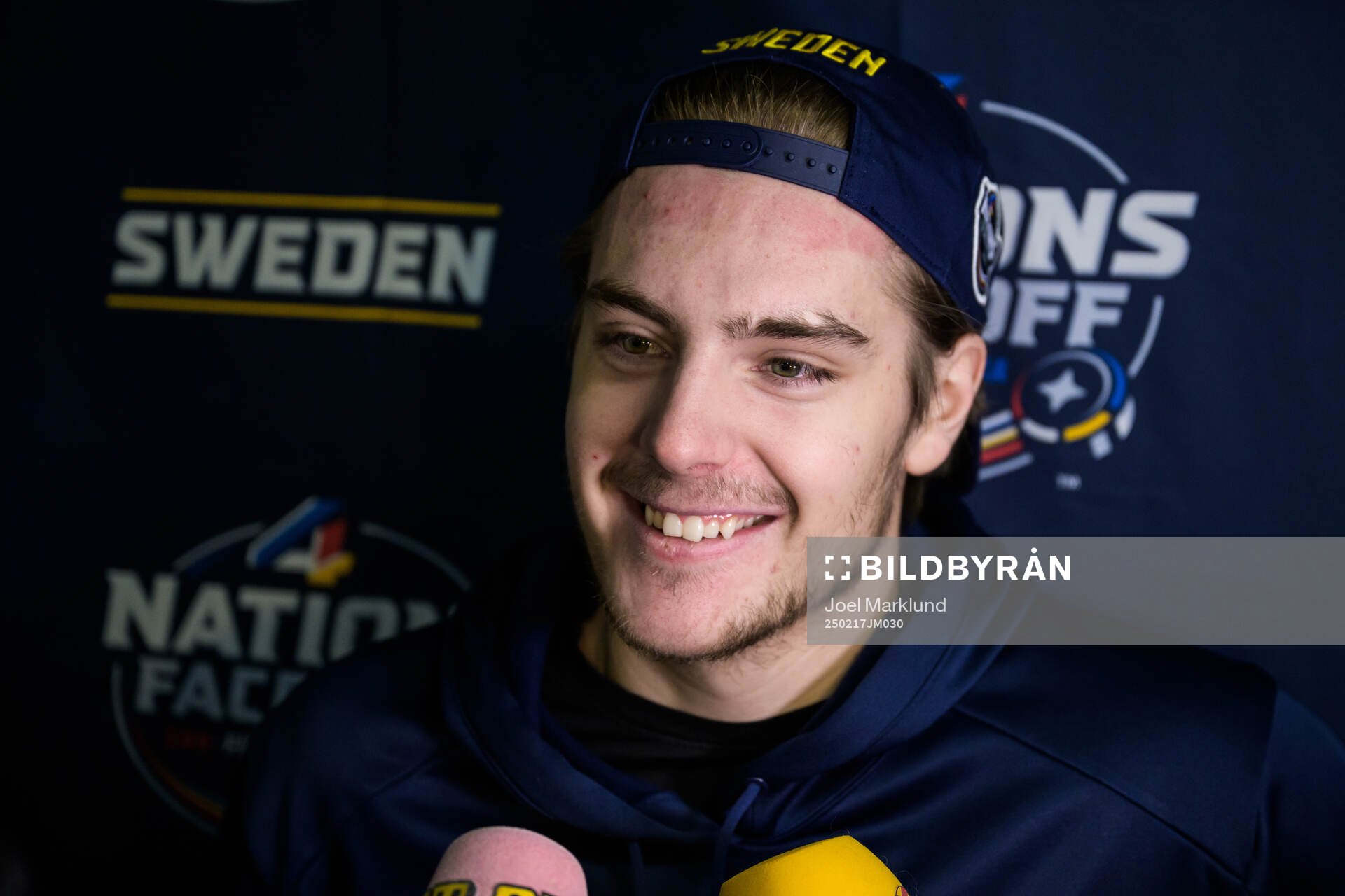 Leo Carlsson of Sweden is being interviewed by media
