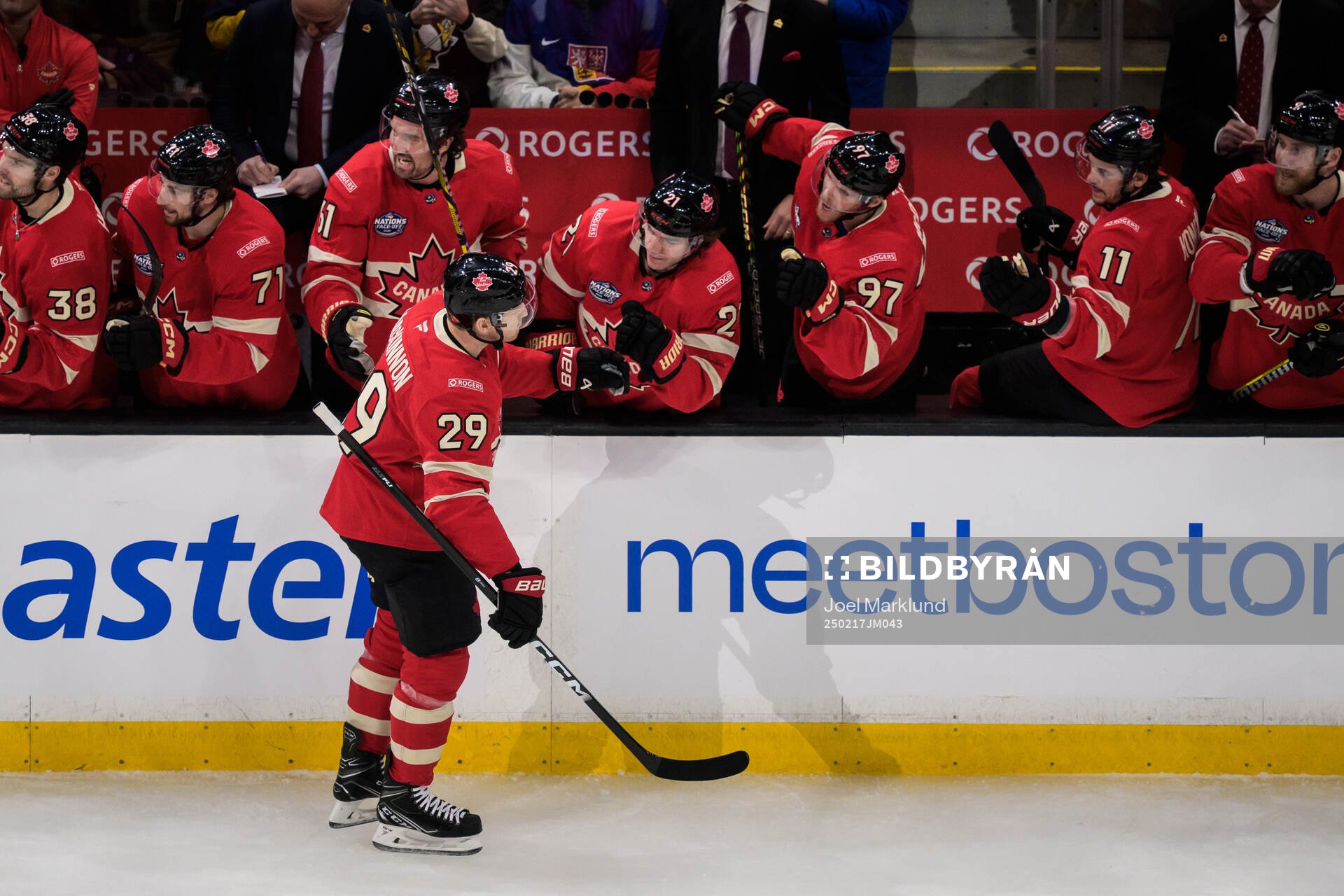 Nathan MacKinnon of Canada celebrates