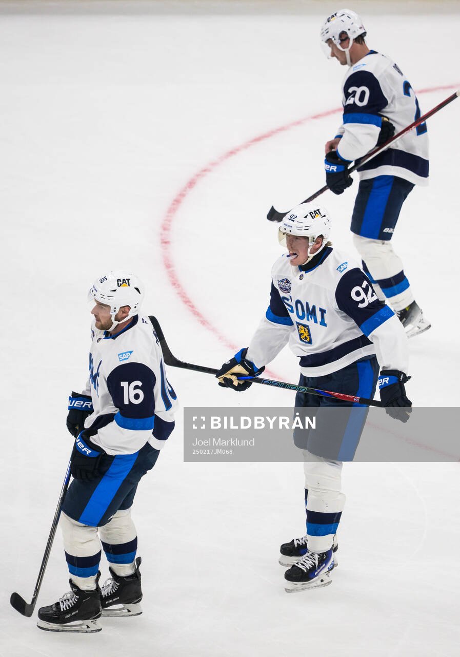 Aleksander Barkov, Patrik Laine and Sebastian Aho of