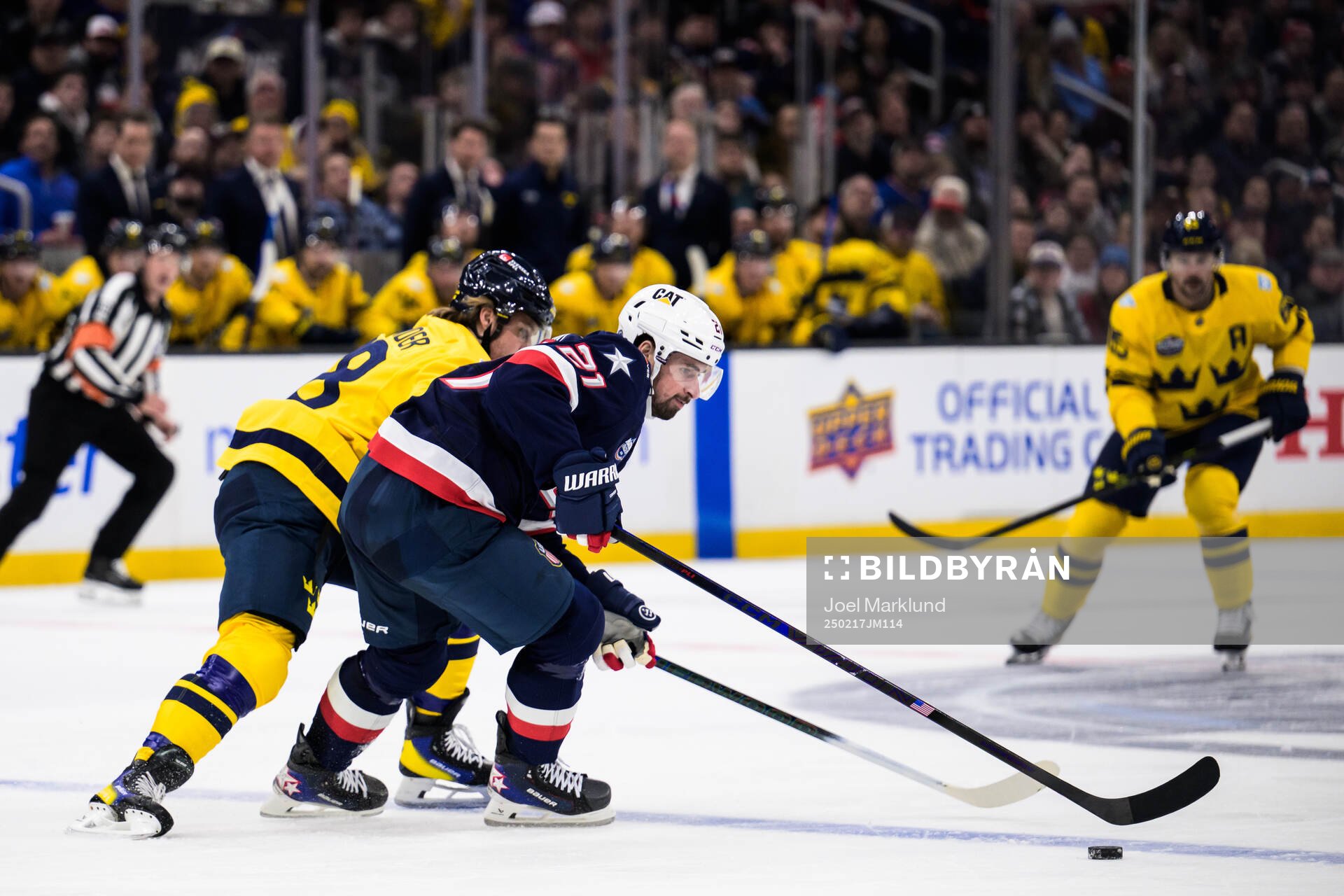 William Nylander of Sweden and Dylan Larkin of USA
