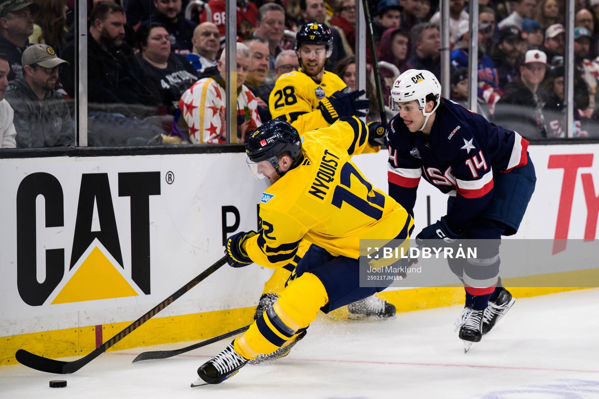 Gustav Nyquist and Elias Lindholm of Sweden in action