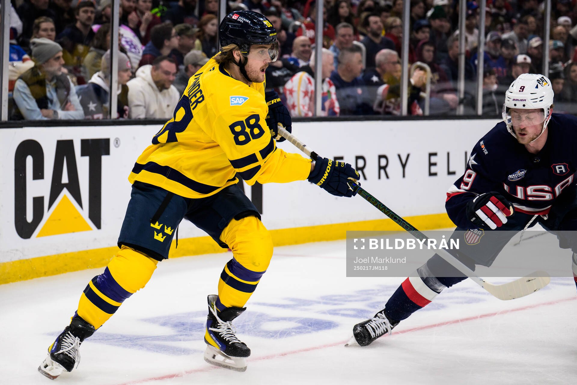 William Nylander of Sweden and Jack Eichel of USA