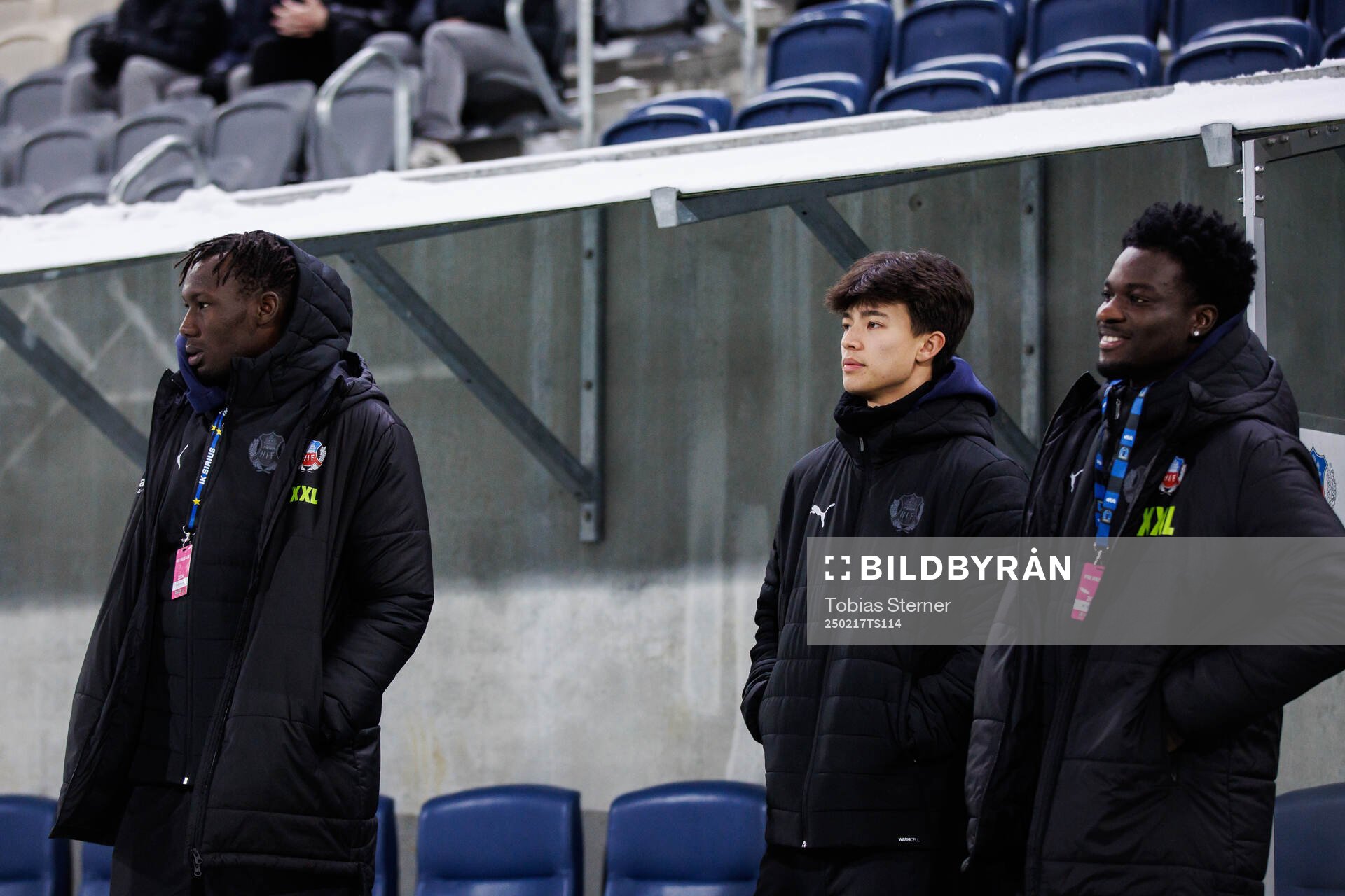 Helsingborgs Ebrima Bajo, Max Bjurström och Samuel Asoma