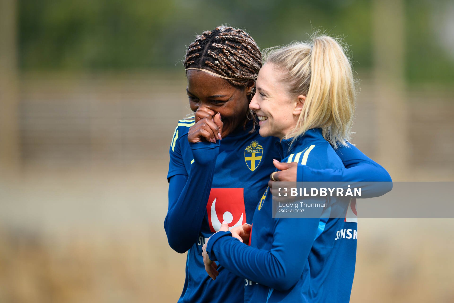 Evelyn Ijeh and Rebecka Blomqvist of Sweden of the