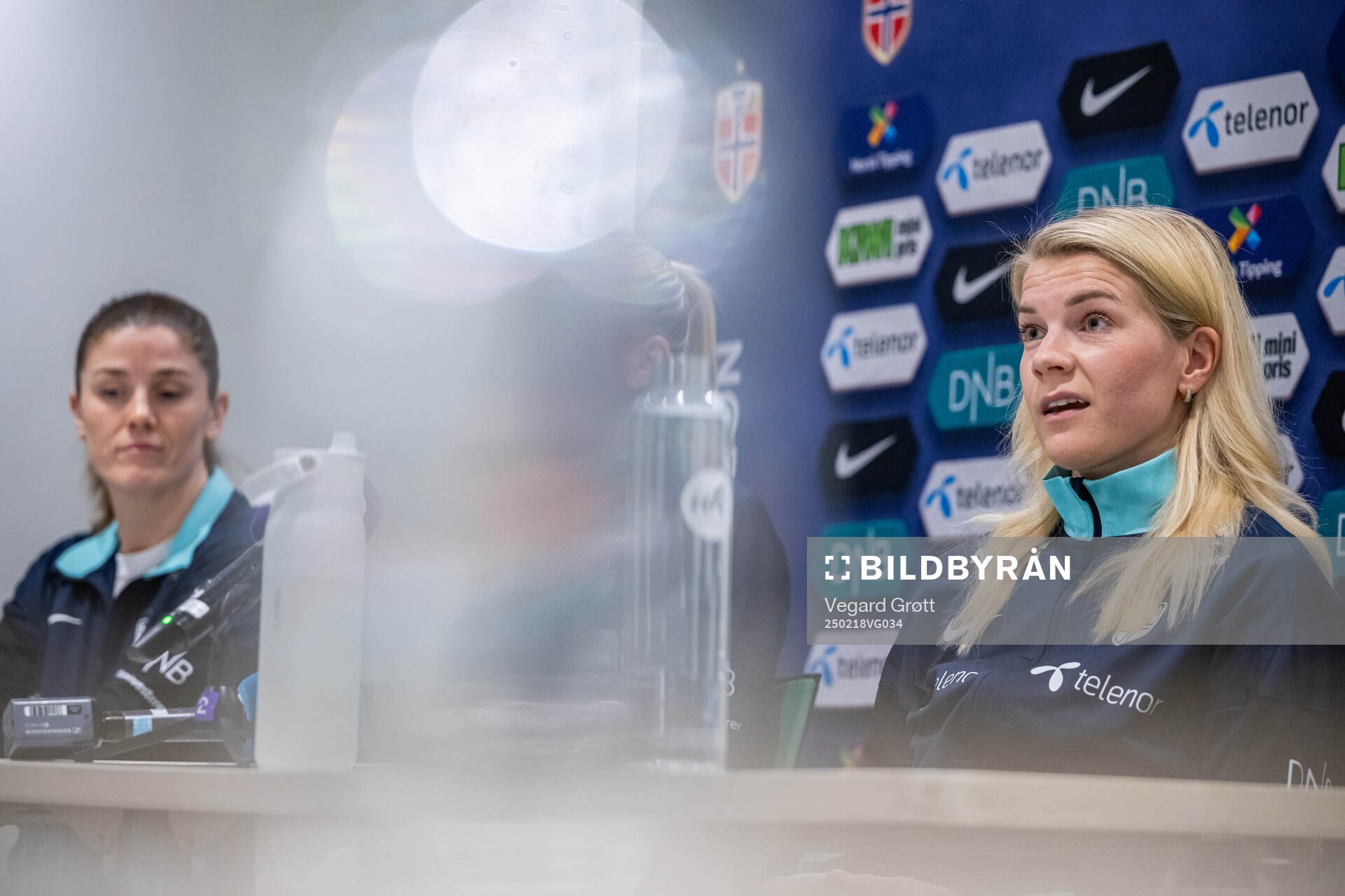 Maren Mjelde and Ada Hegerberg of the Norwegian women's