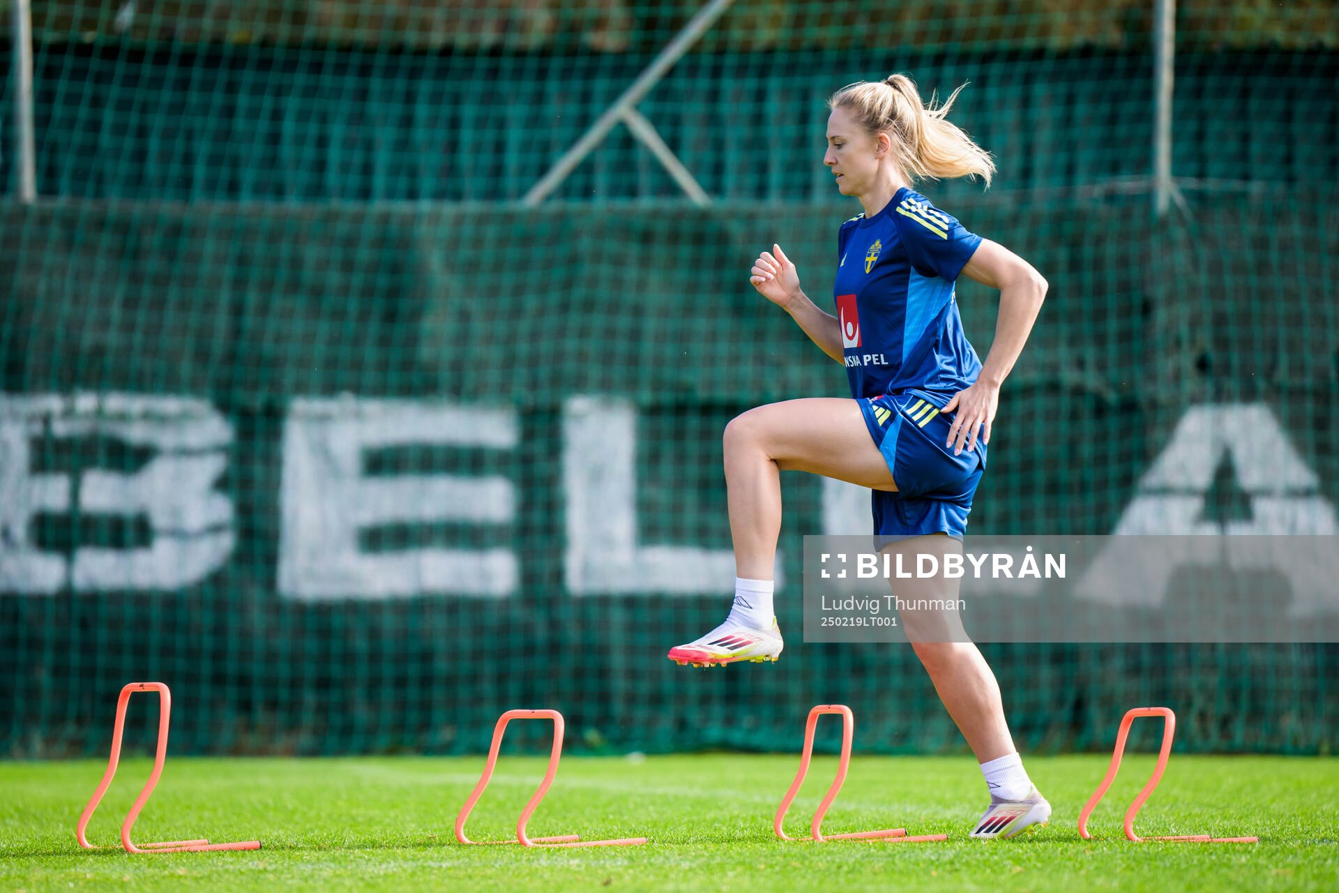 Rebecka Blomqvist of the women’s national football team of Sweden at a training session on February 19, 2025 in Marbella. 