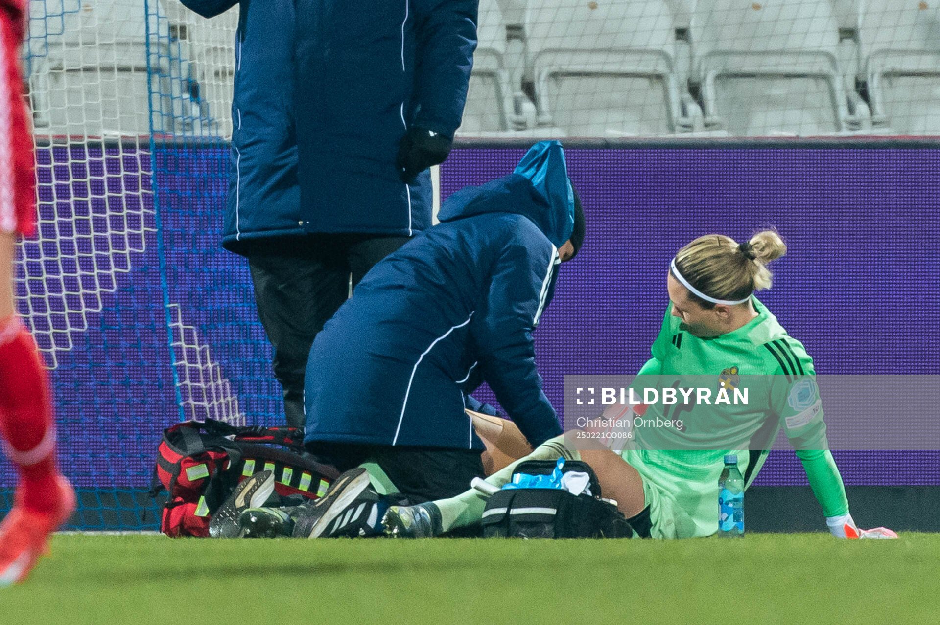 Jennifer Falk of Sweden in pain