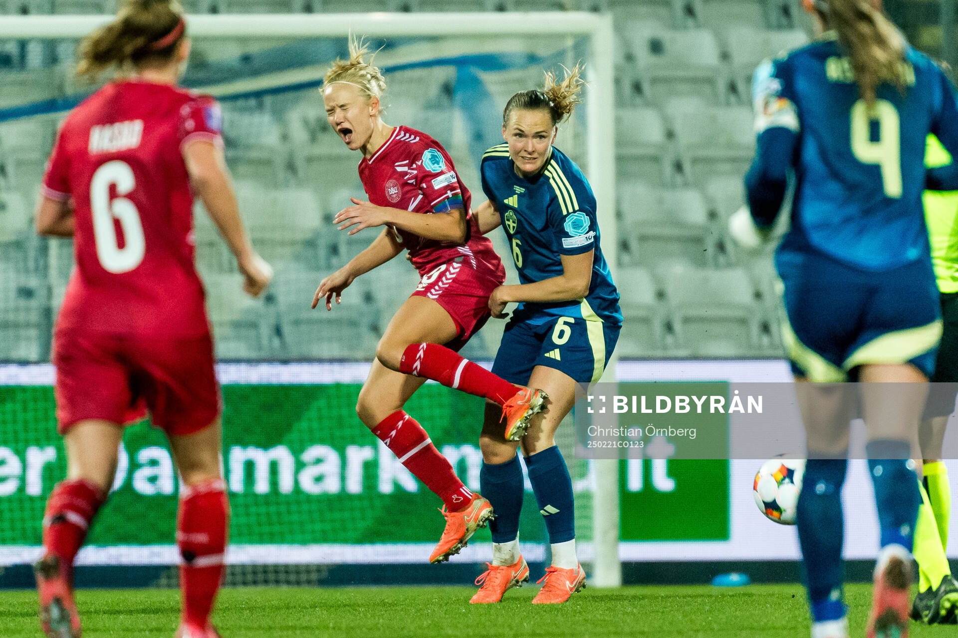 Pernille Harder of Denmark and Magdalena Eriksson of Sweden