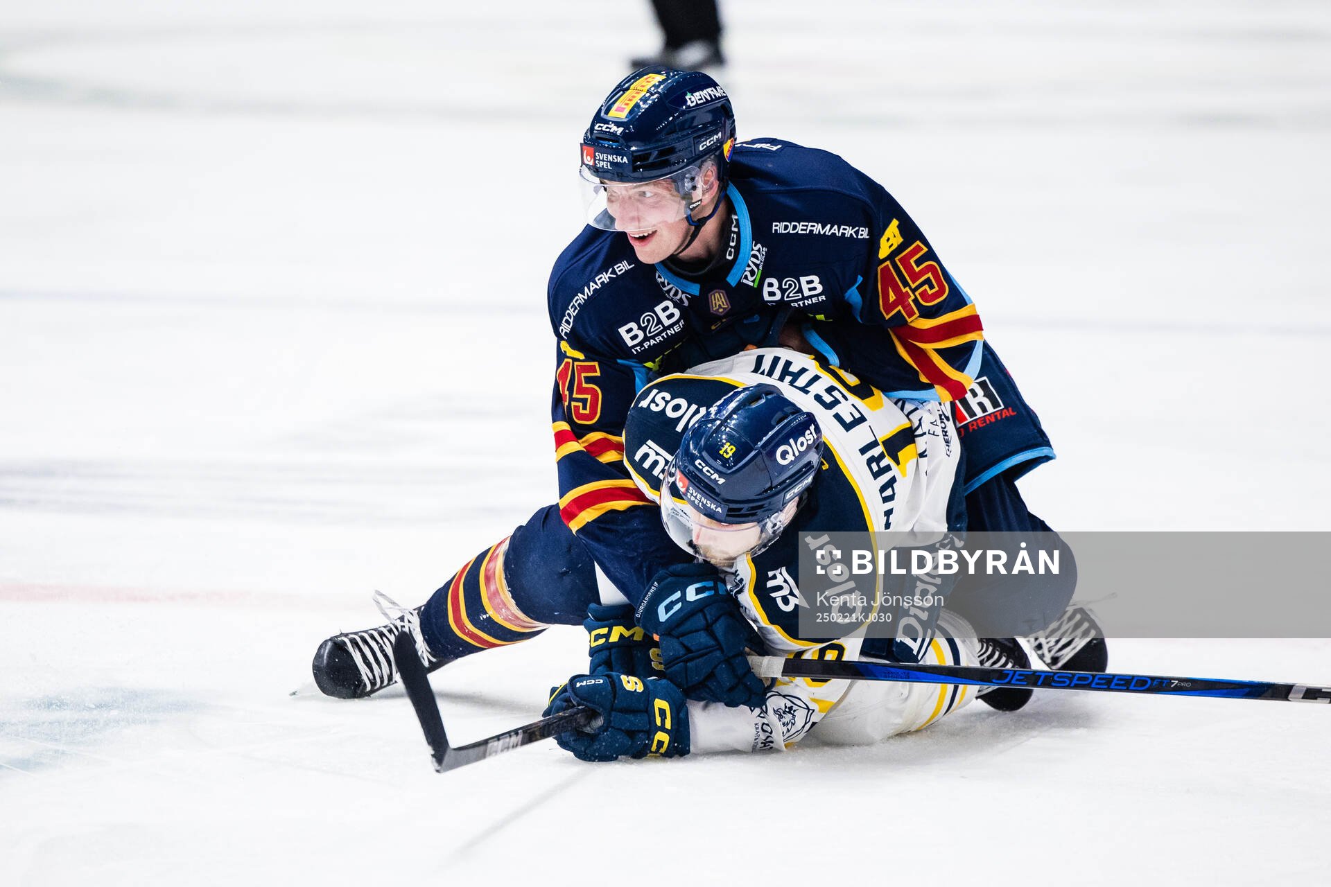 Djurgårdens Hugo Blixt och Södertäljes Hampus Harlestam