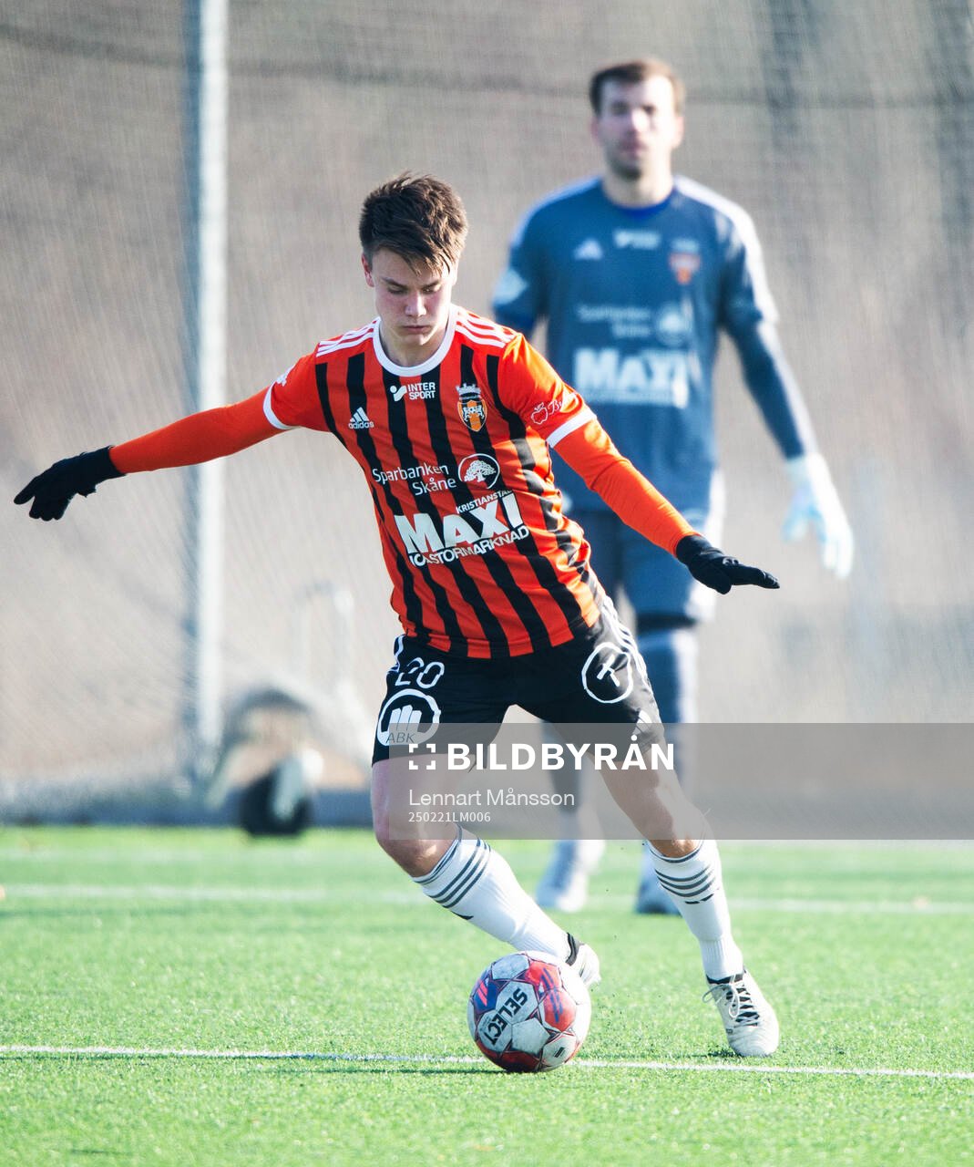 Kristianstads Linus Ingvarsson i träningsmatchen mellan