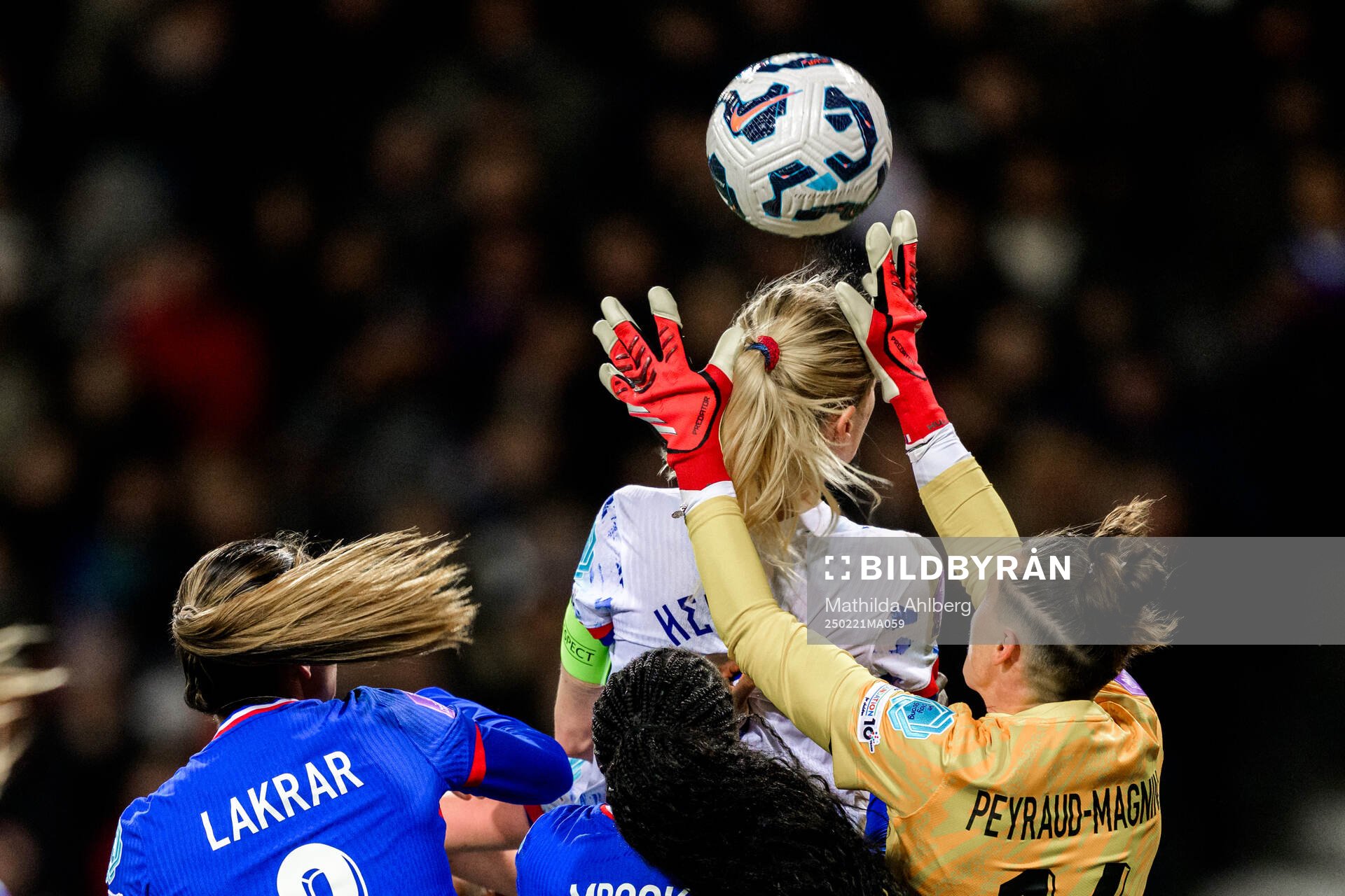 Ada Hegerberg of Norway and Pauline Peyraud-Magnin of France