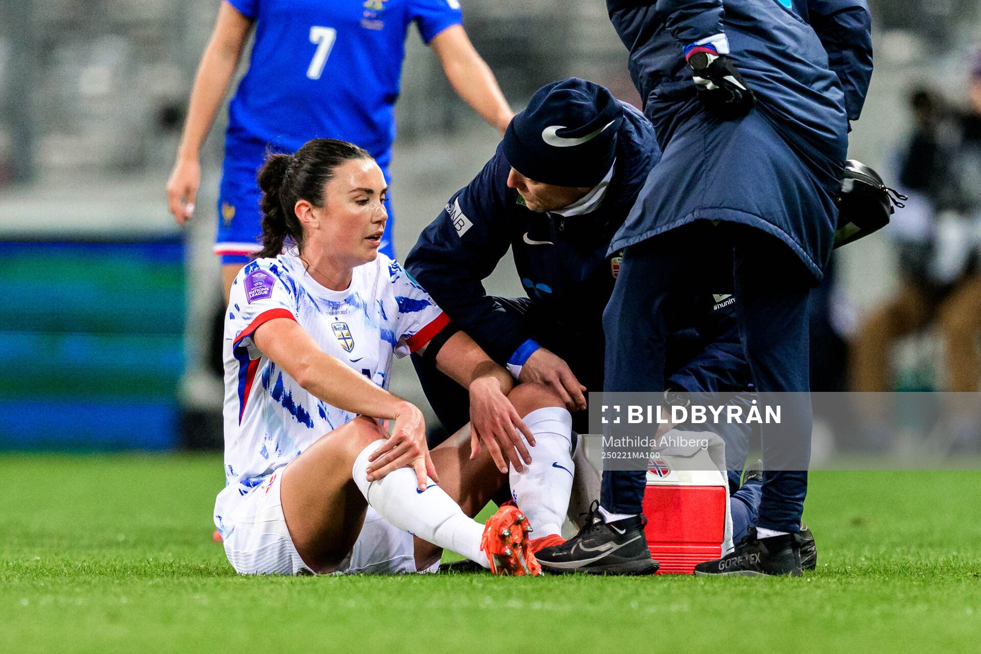 Ingrid Syrstad Engen of Norway receives medical attention
