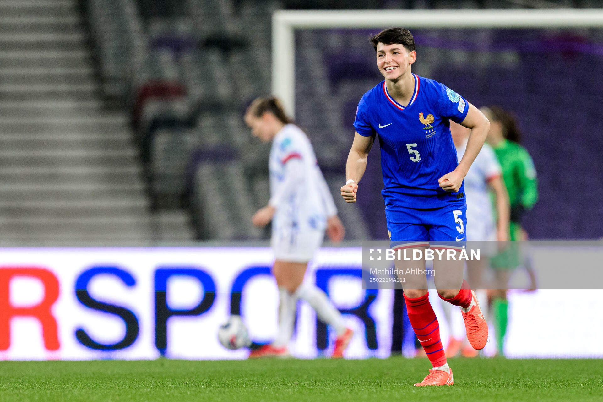 Elisa De Almeida of France celebrates after the 1-0 goal during the Women's Nations League football match between France and Norway on February 21, 2025 in Toulouse.