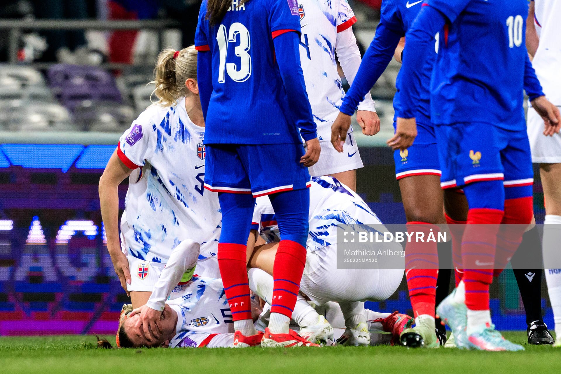 Caroline Graham Hansen of Norway in pain