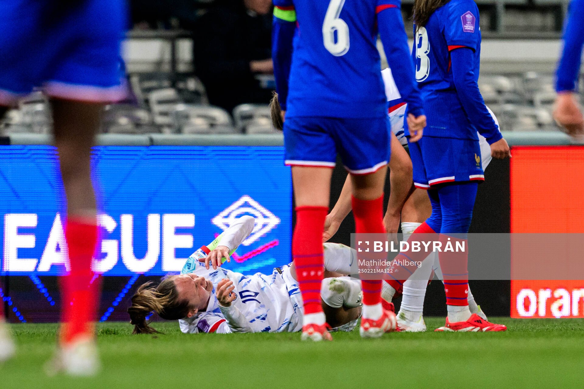 Caroline Graham Hansen of Norway in pain