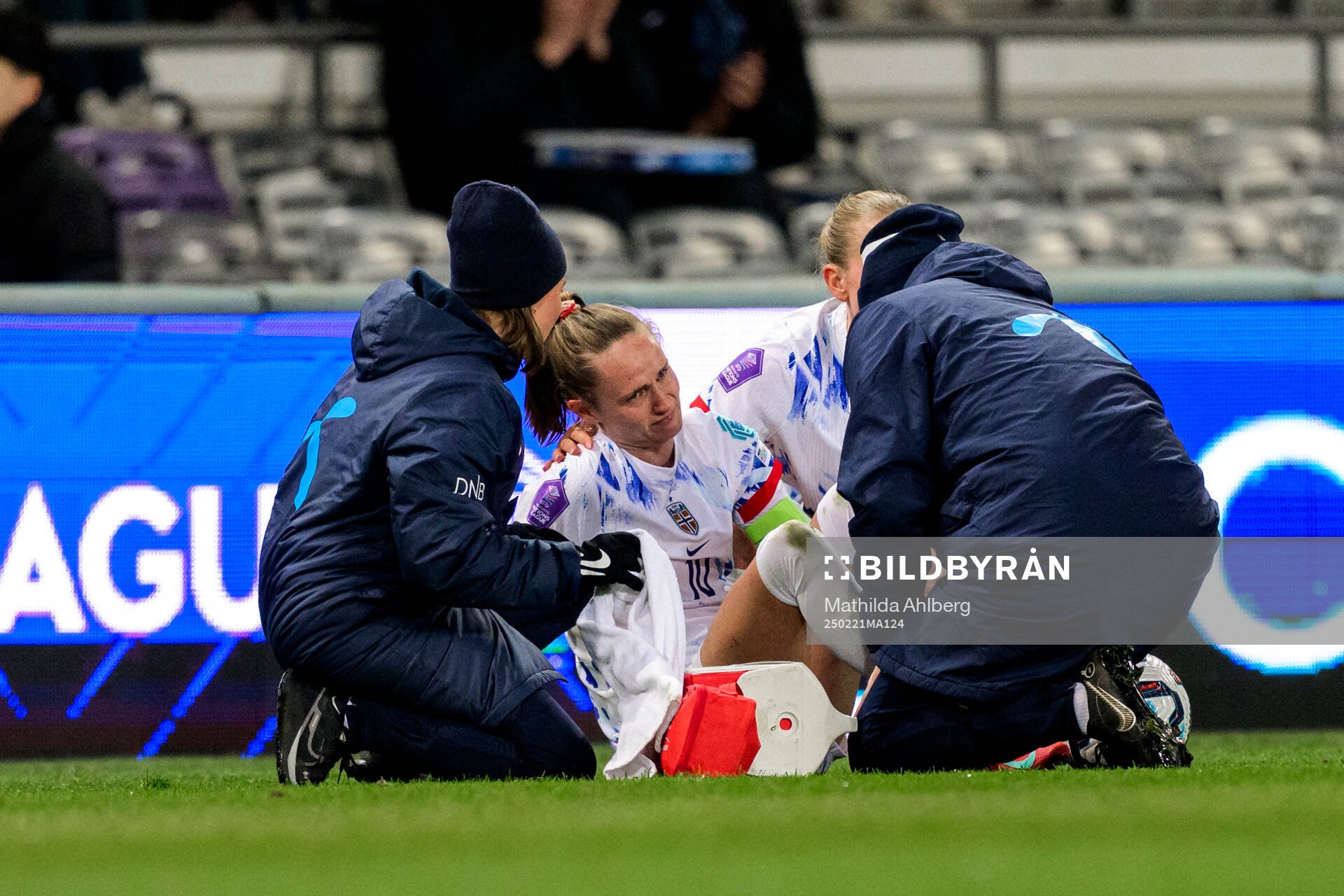 Caroline Graham Hansen of Norway in pain
