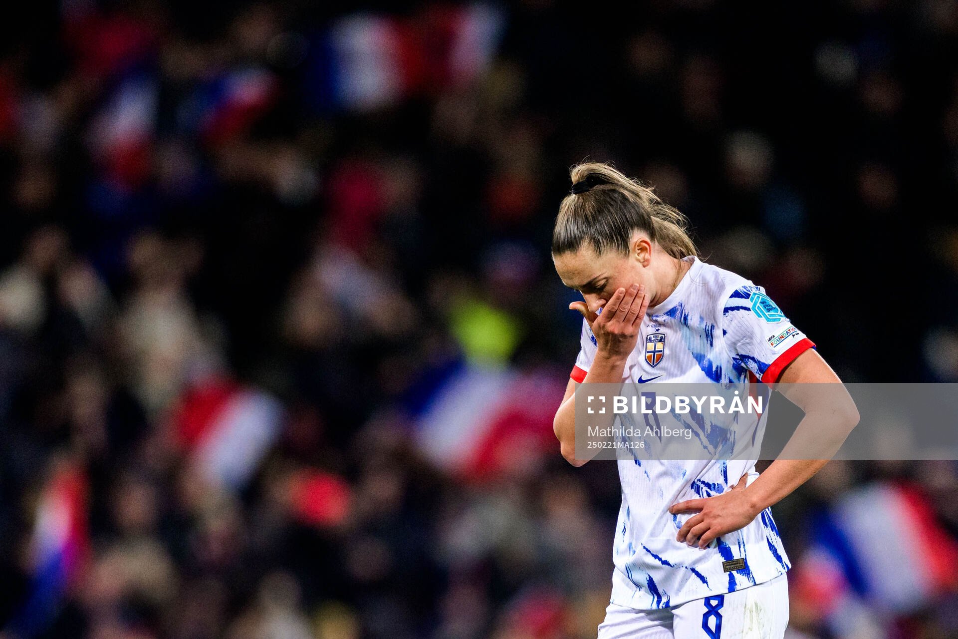 Vilde Bøe Risa of Norway looks dejected