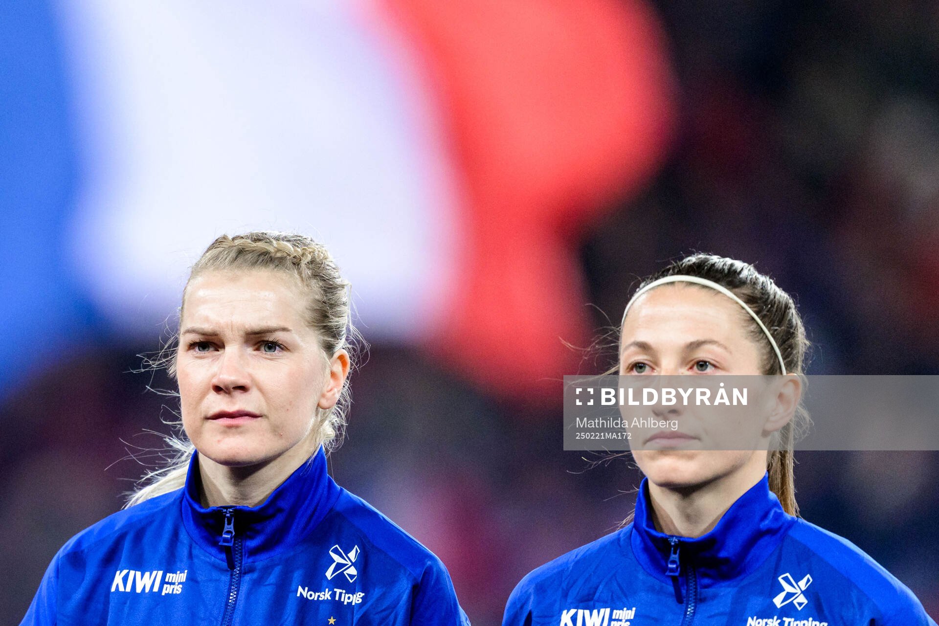 Ada Hegerberg and goalkeeper Cecilie Fiskerstrand of Norway