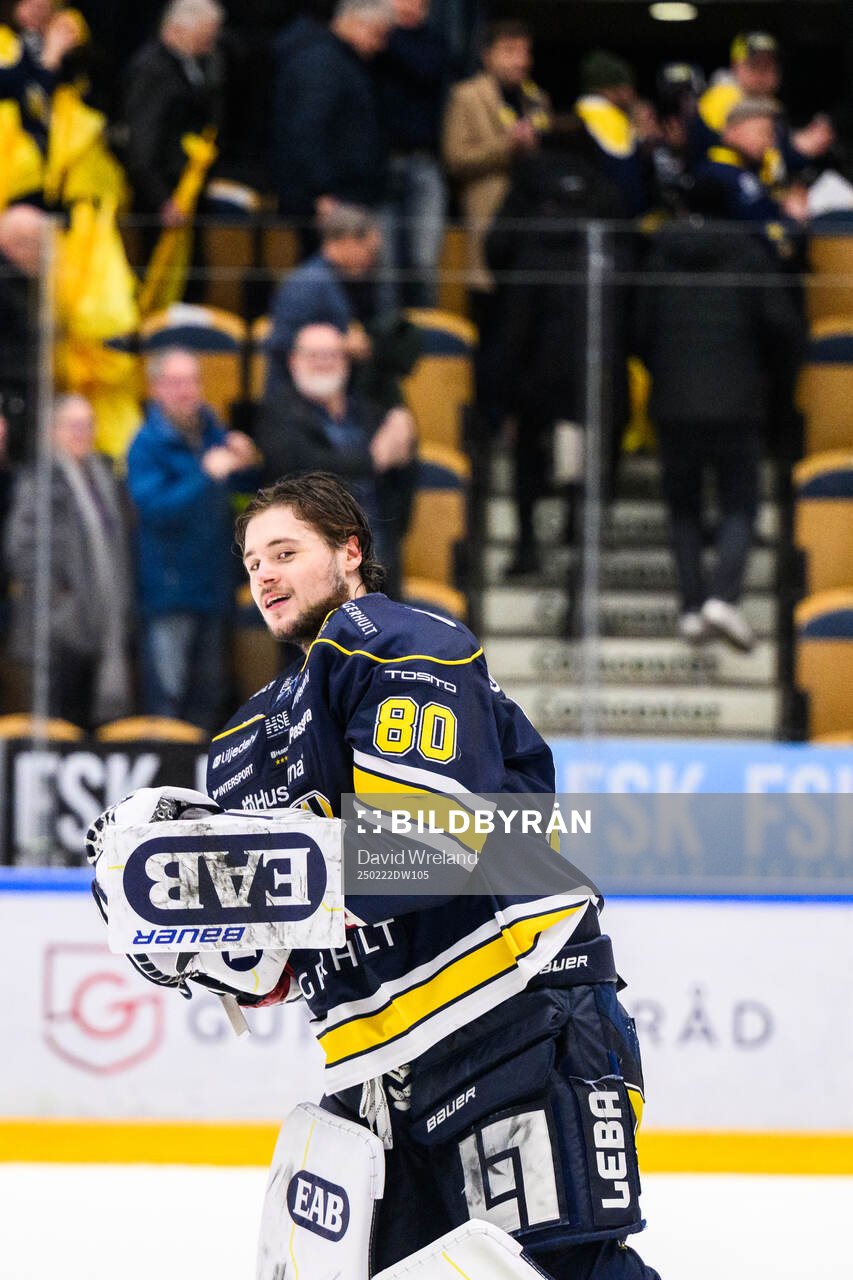 HV71s målvakt Frederik Dichow jublar