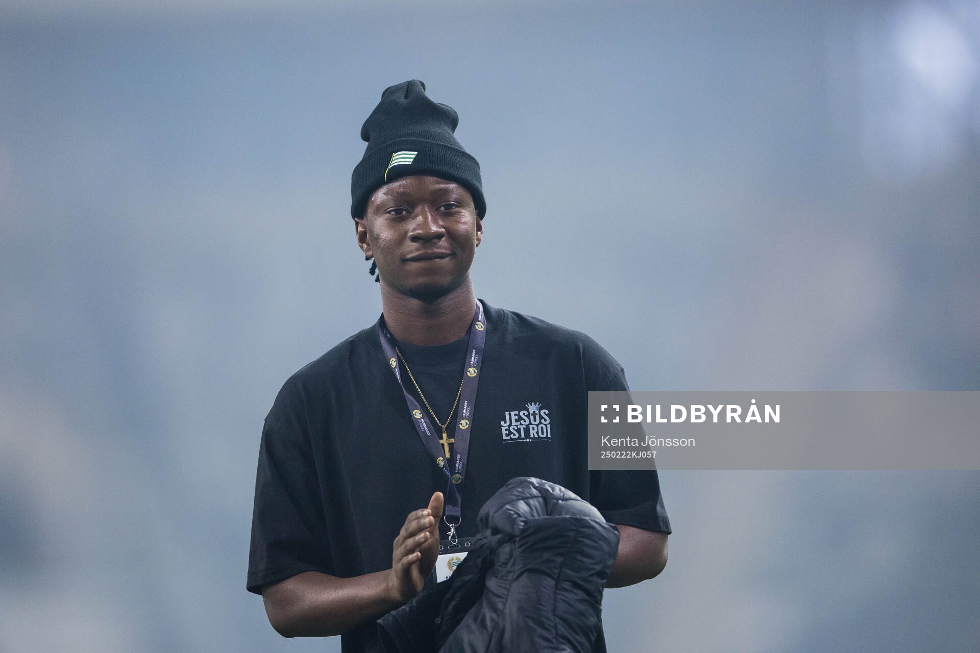 Hammarbys Elohim Kaboré efter fotbollsmatchen i Svenska Cupen mellan FC Stockholm och Hammarby den 22 februari 2025 i Stockholm. 