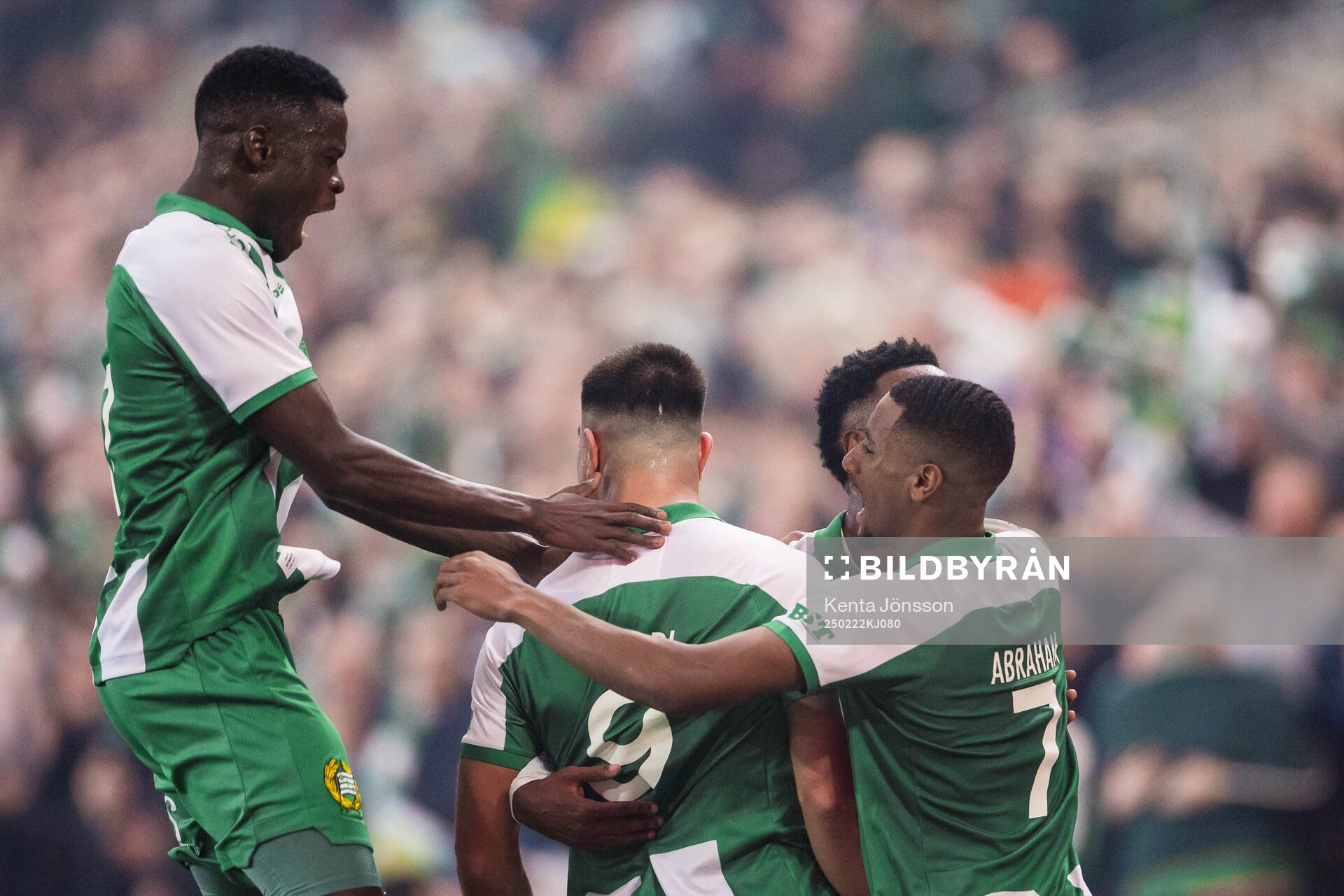 Hammarbys Jusef Erabi jublar med Ibrahima Breze Fofana och