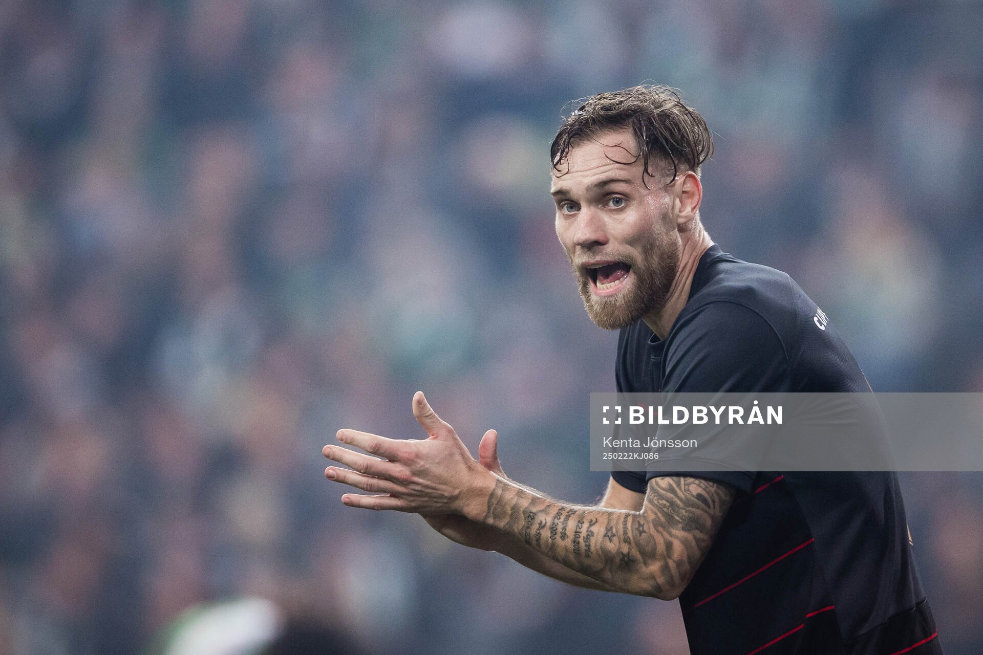 FC Stockholms David Fällman under fotbollsmatchen i Svenska Cupen mellan FC Stockholm och Hammarby den 22 februari 2025 i Stockholm.