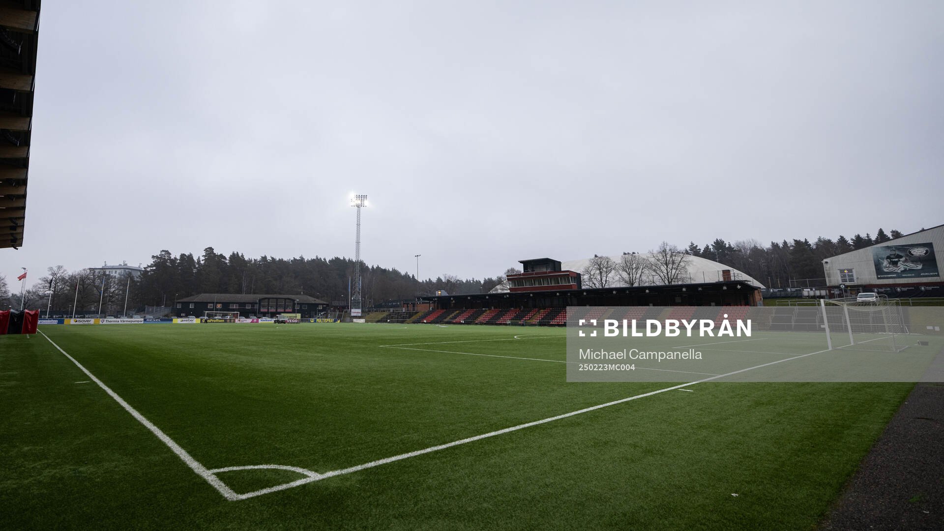 Generell vy på lGrimsta IP innan fotbollsmatchen i Svenska