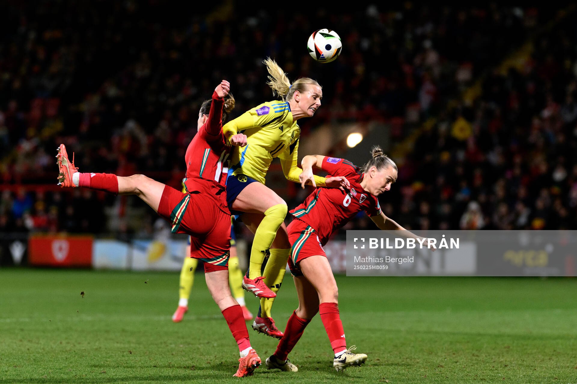 Hayley Ladd and Josie Green of Wales against Stina