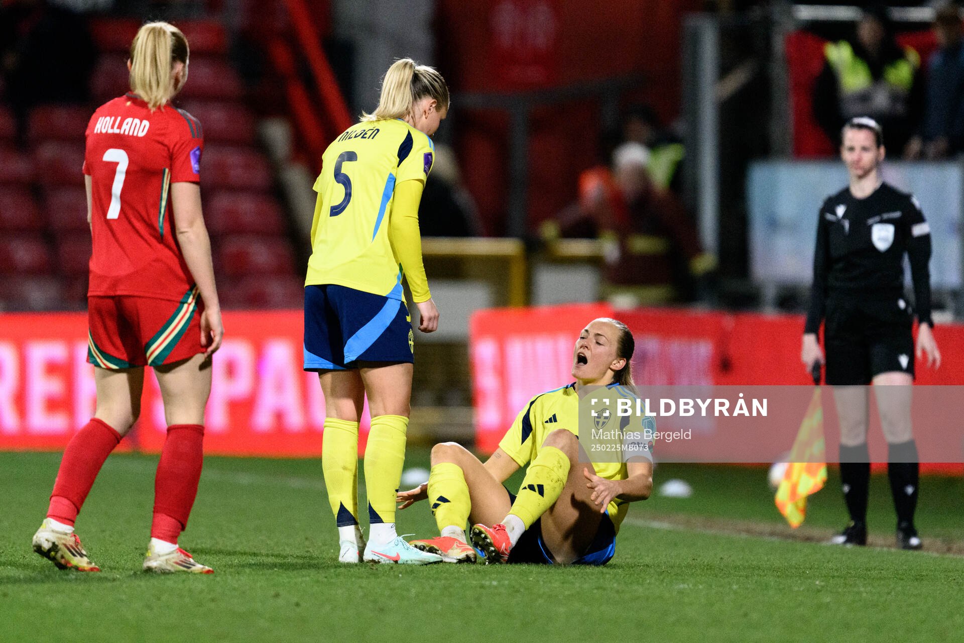 Magdalena Eriksson of Sweden in pain