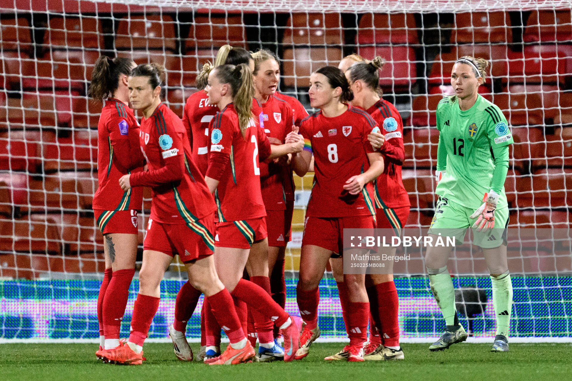 Kayleigh Barton of Wales celebrates