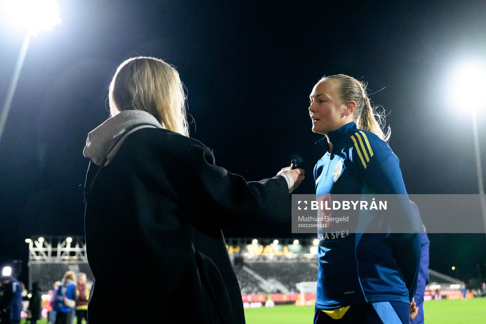 Magdalena Eriksson of Sweden is being interviewed
