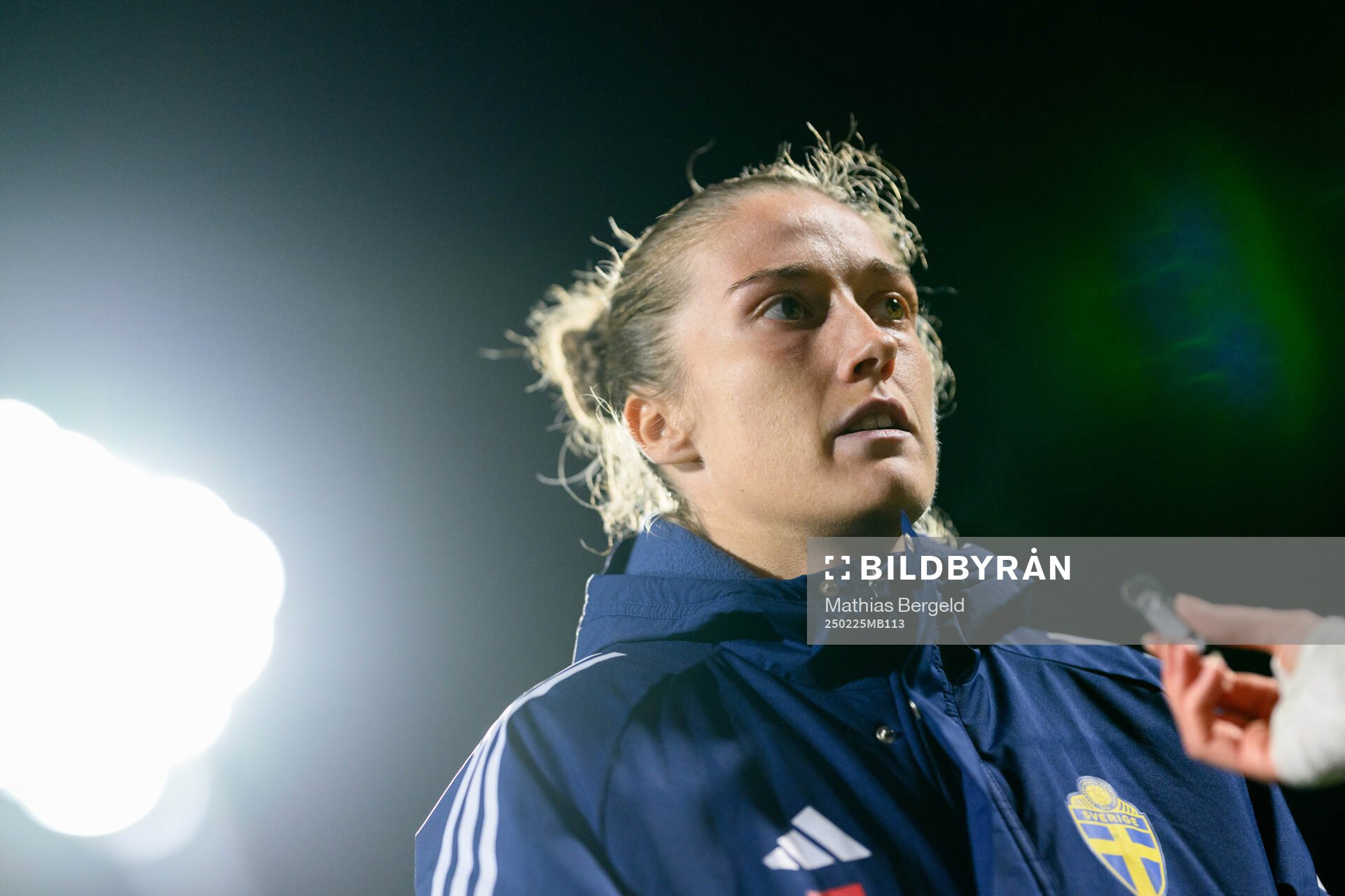 Filippa Angeldahl of Sweden is being interviewed