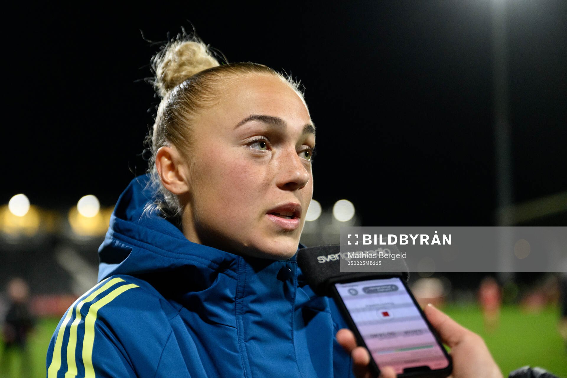 Hanna Bennison of Sweden is being interviewed
