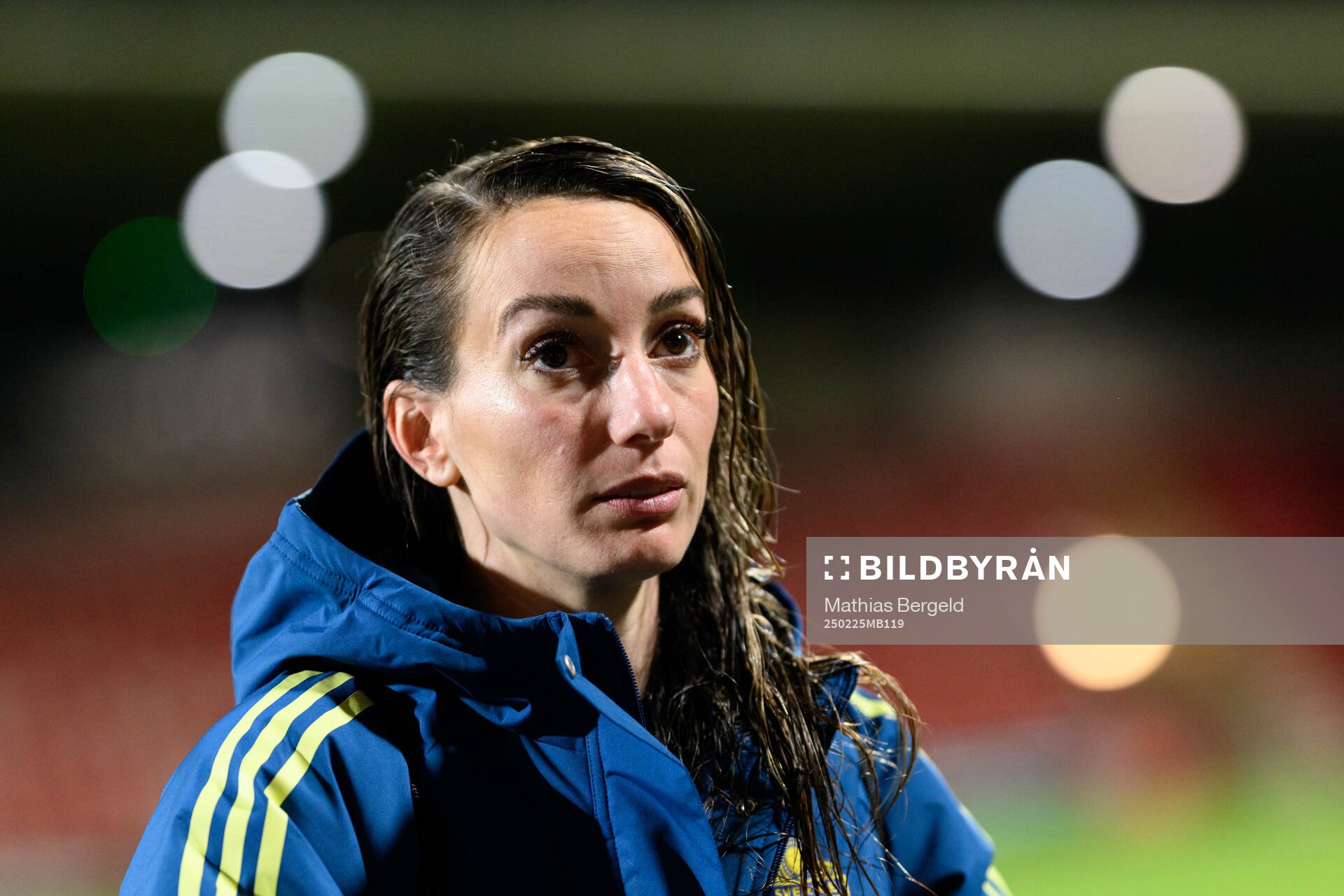 Kosovare Asllani of Sweden is being interviewed