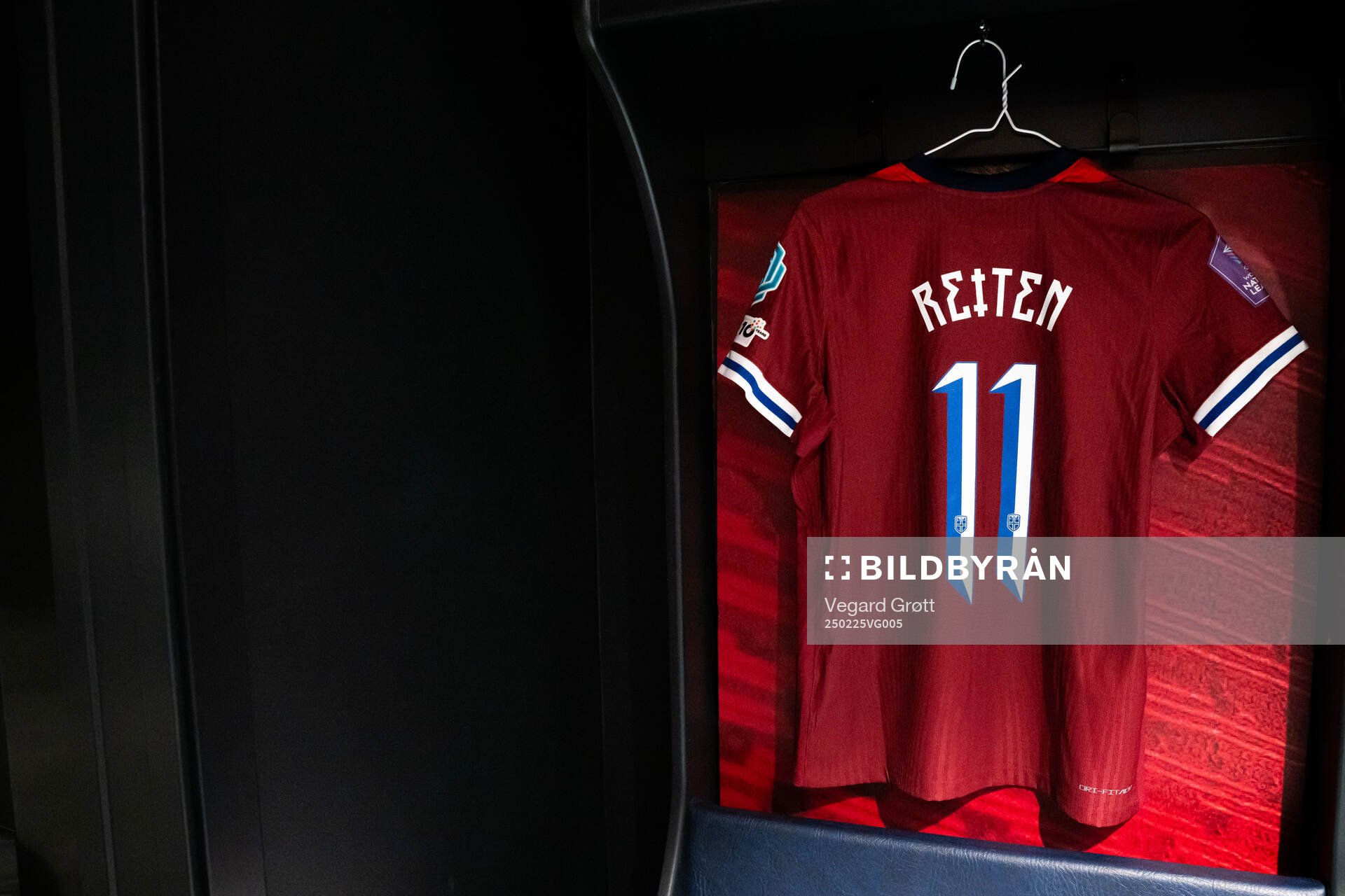 The kit of Guro Reiten of Norway in the dressing room
