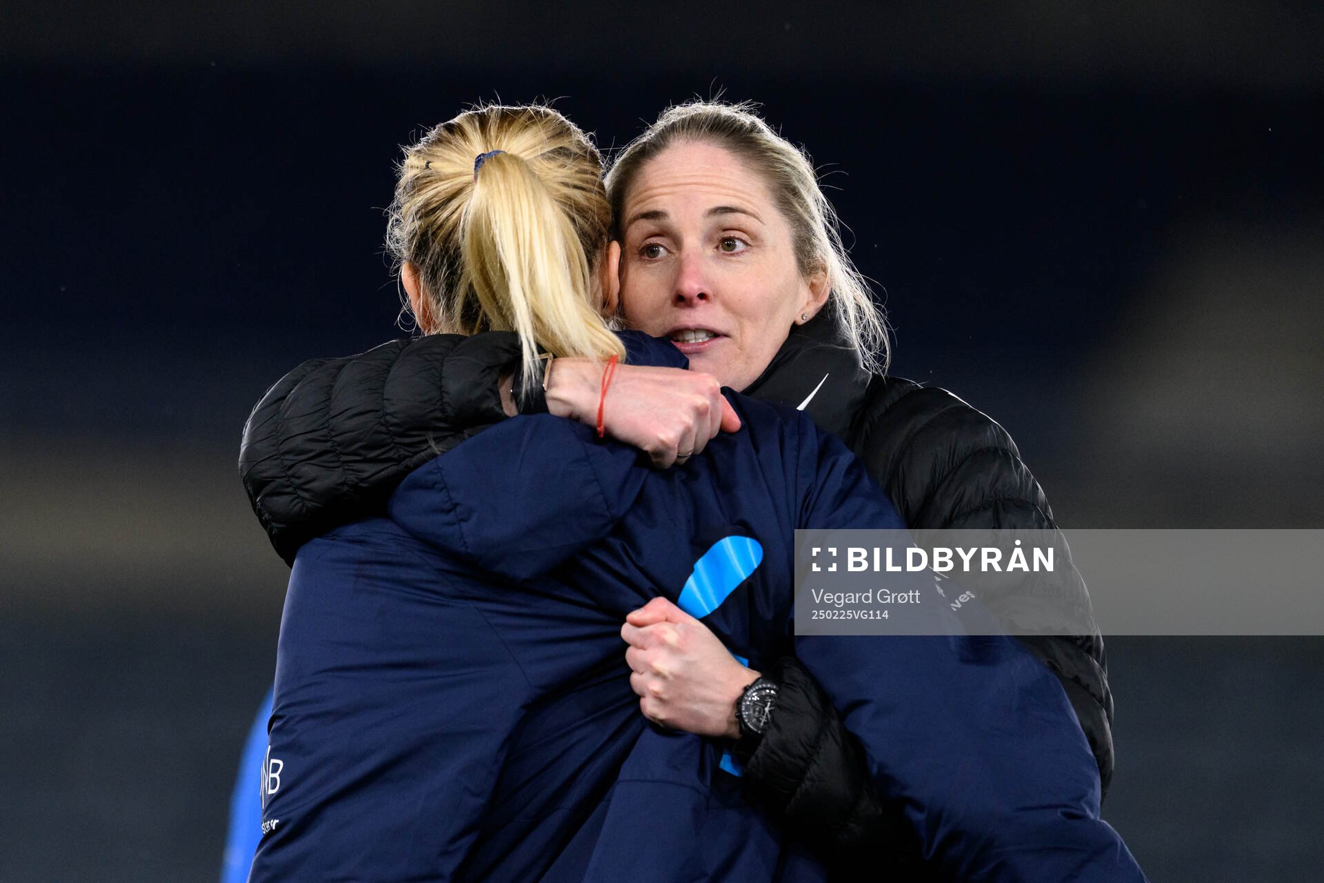 Ada Hegerberg and Head coach Gemma Grainger of Norway after the UEFA Women’s Nations League football match between Norway and Switzerland on February 25, 2025 in Stavanger.