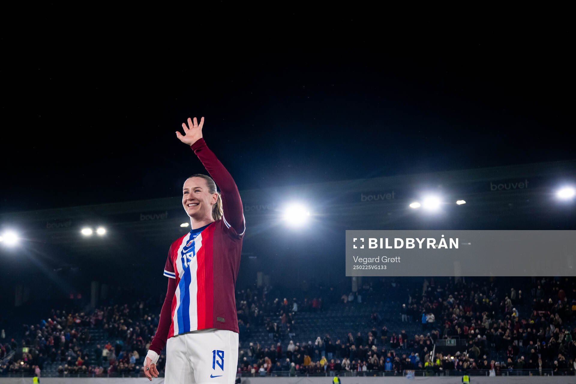 Elisabeth Terland of Norway celebrates after the UEFA Women’s Nations League football match between Norway and Switzerland on February 25, 2025 in Stavanger.