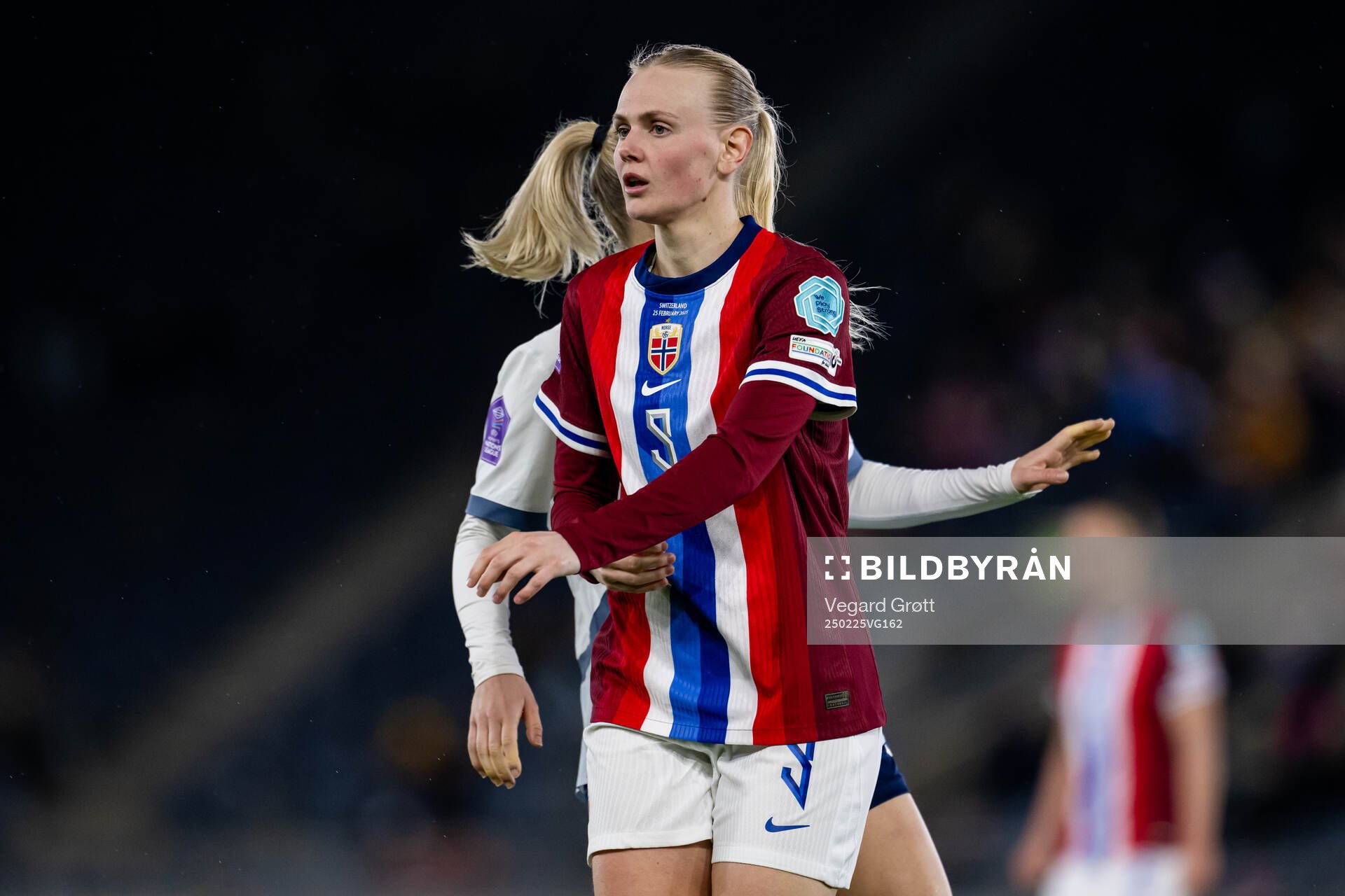 Karina Sævik of Norway during the UEFA Women’s Nations League football match between Norway and Switzerland on February 25, 2025 in Stavanger.