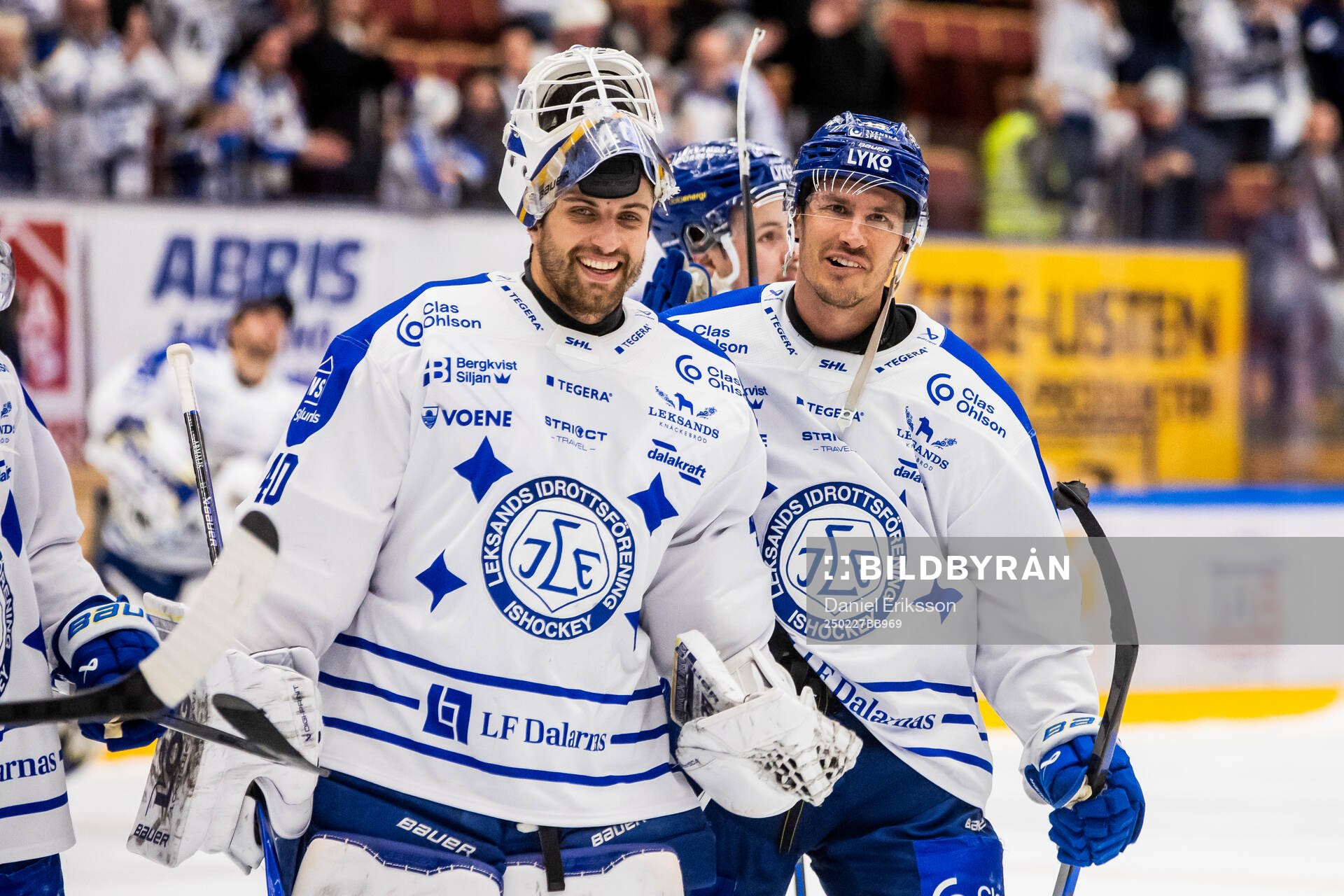 Leksands målvakt Mantas Armalis och Jon Knuts jublar