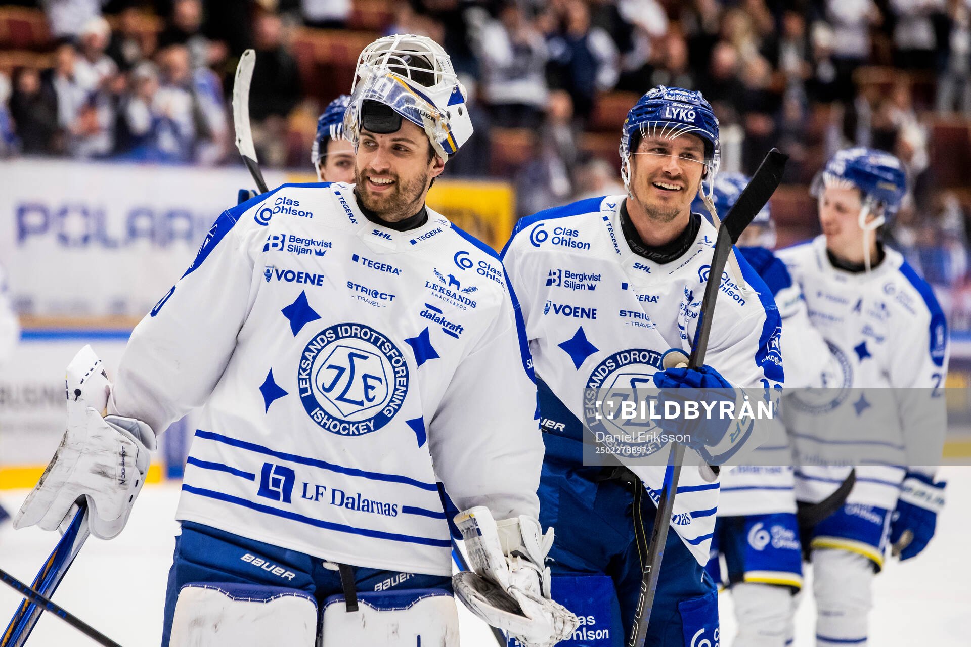 Leksands målvakt Mantas Armalis och Jon Knuts jublar